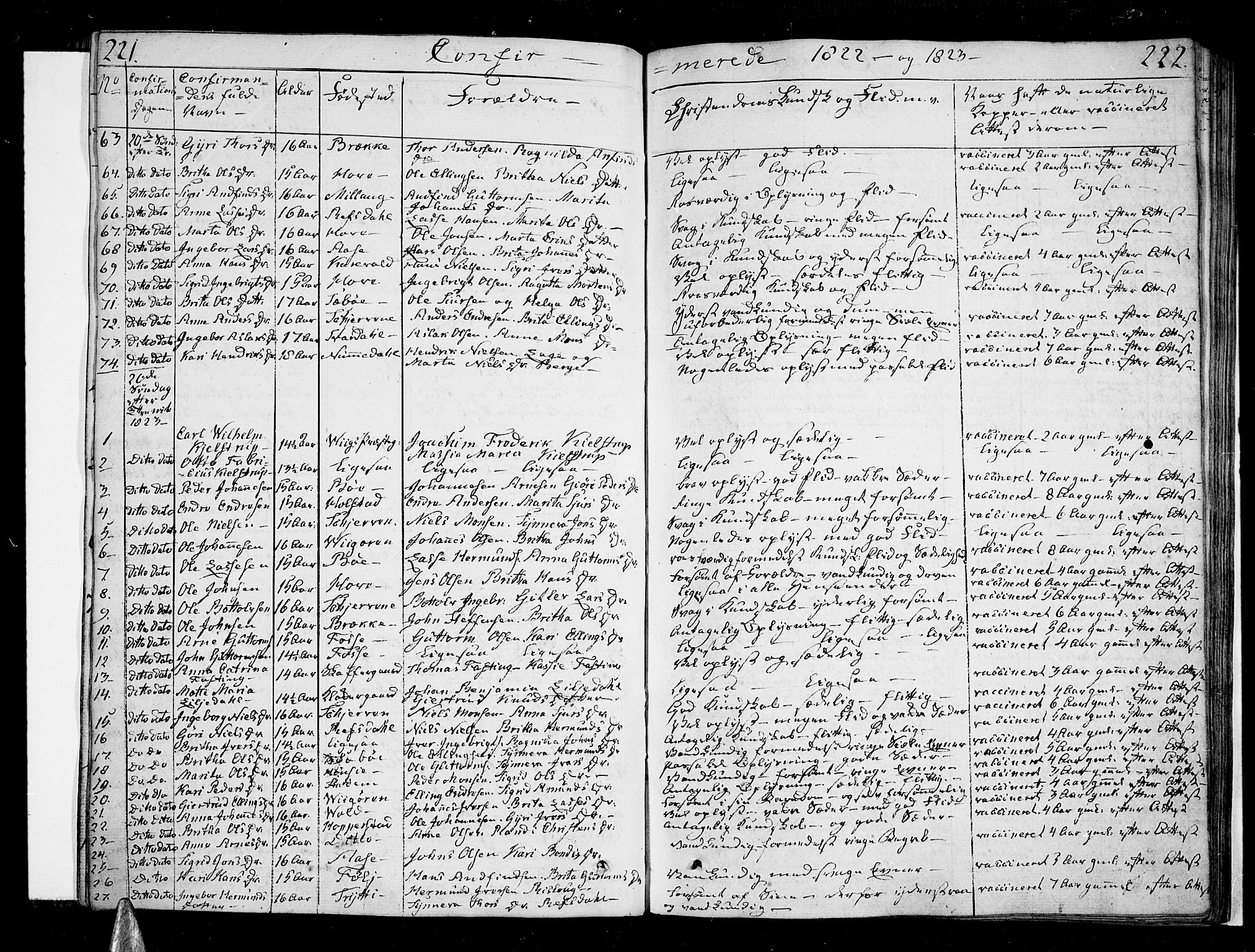 Vik sokneprestembete, SAB/A-81501: Parish register (official) no. A 6, 1821-1831, p. 221-222