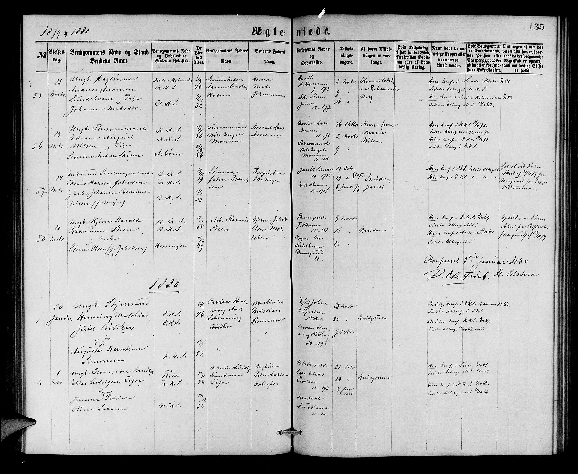 Korskirken sokneprestembete, SAB/A-76101/H/Hab: Parish register (copy) no. D 2, 1867-1886, p. 135
