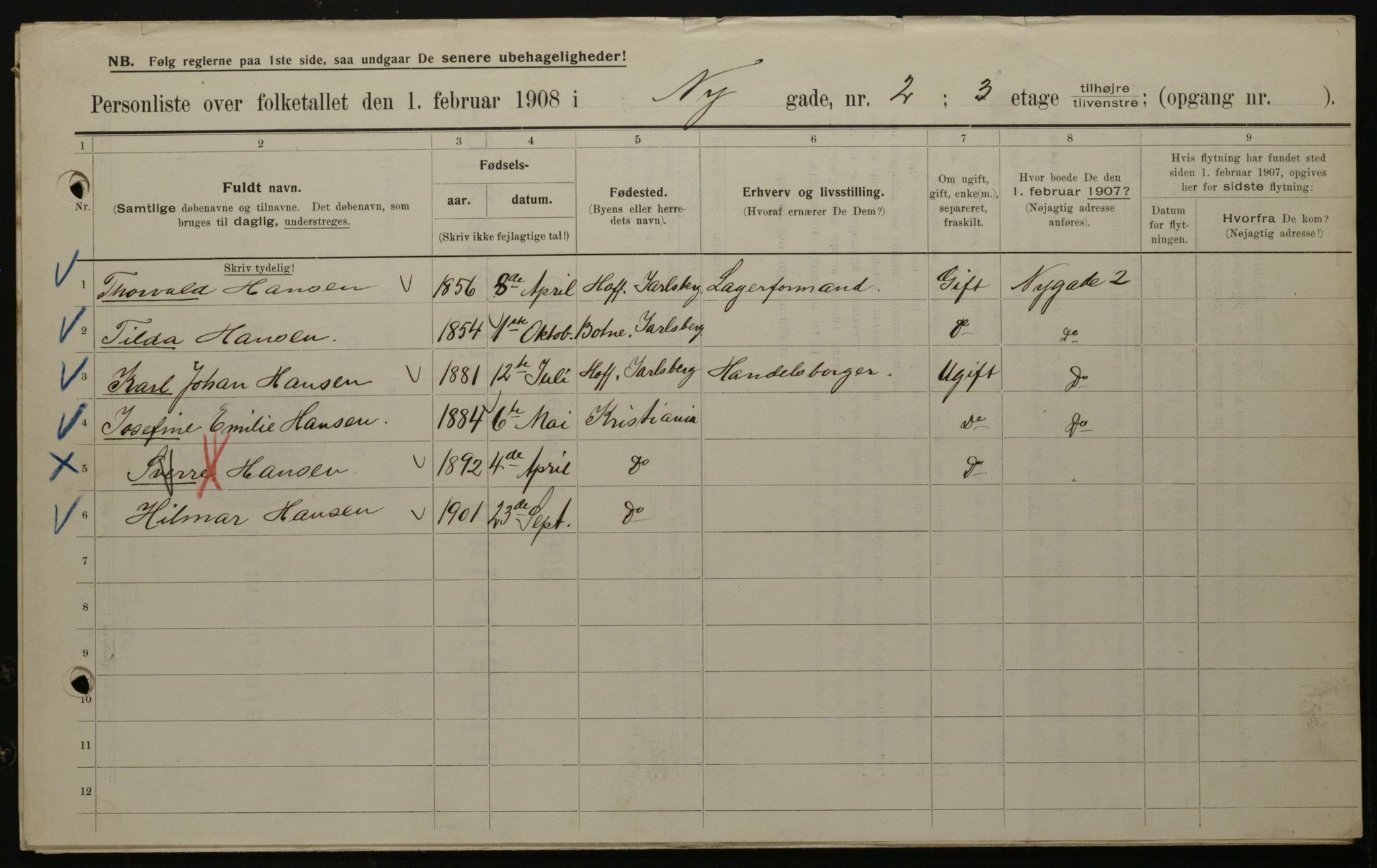 OBA, Municipal Census 1908 for Kristiania, 1908, p. 66451