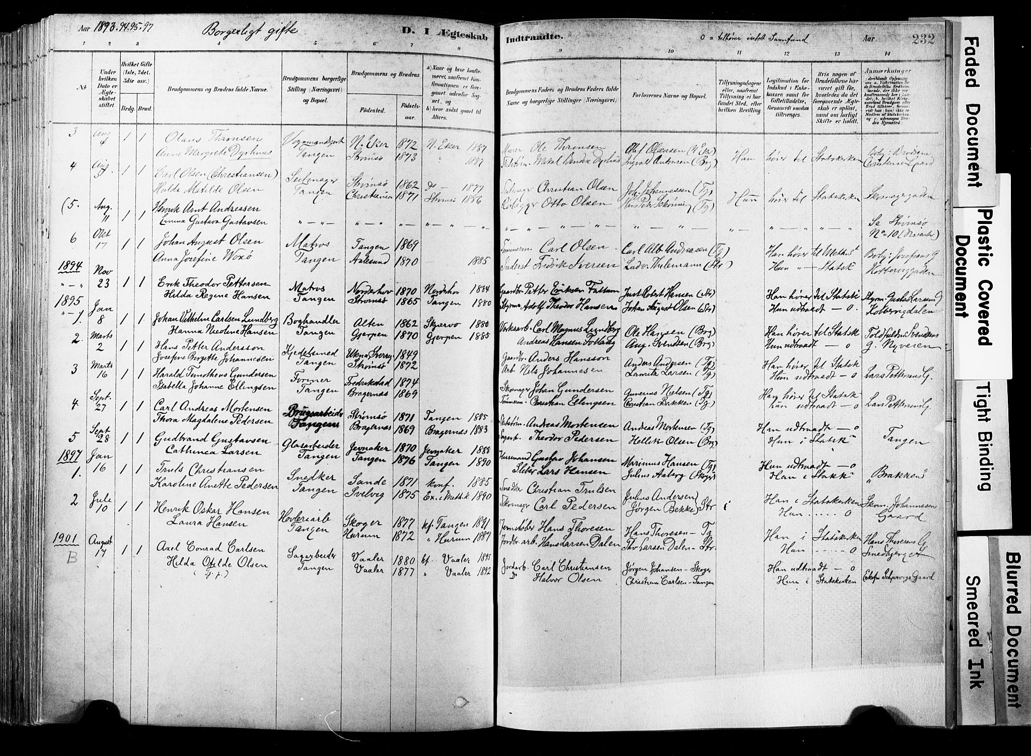 Strømsø kirkebøker, SAKO/A-246/F/Fb/L0006: Parish register (official) no. II 6, 1879-1910, p. 232