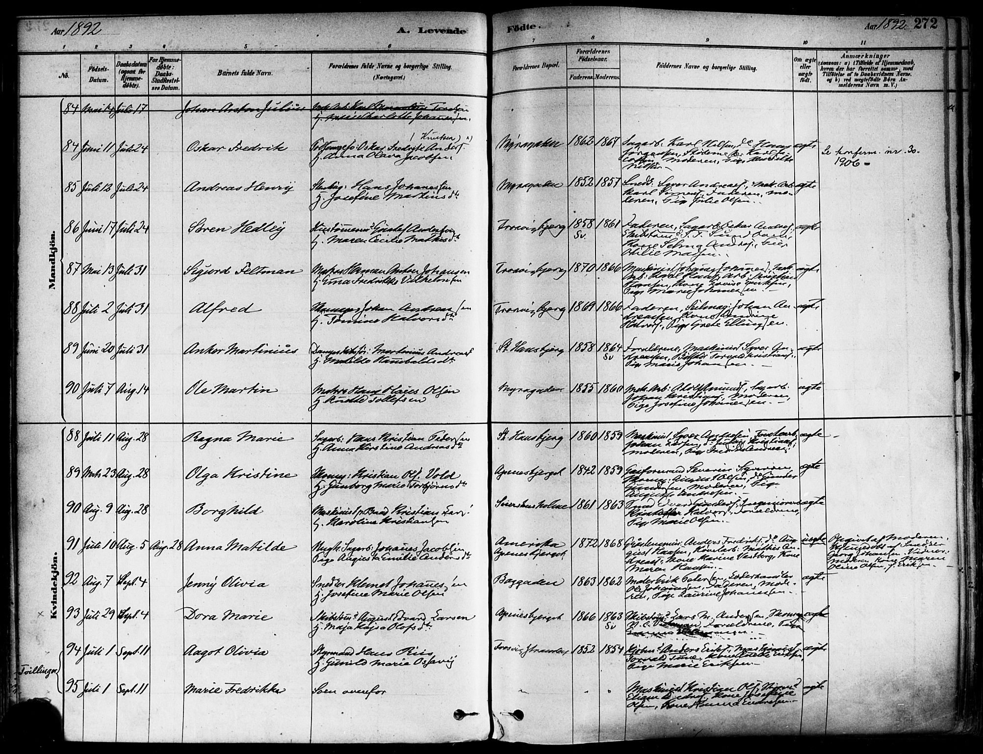 Fredrikstad domkirkes prestekontor Kirkebøker, AV/SAO-A-10906/F/Fa/L0002: Parish register (official) no. 2, 1878-1894, p. 272