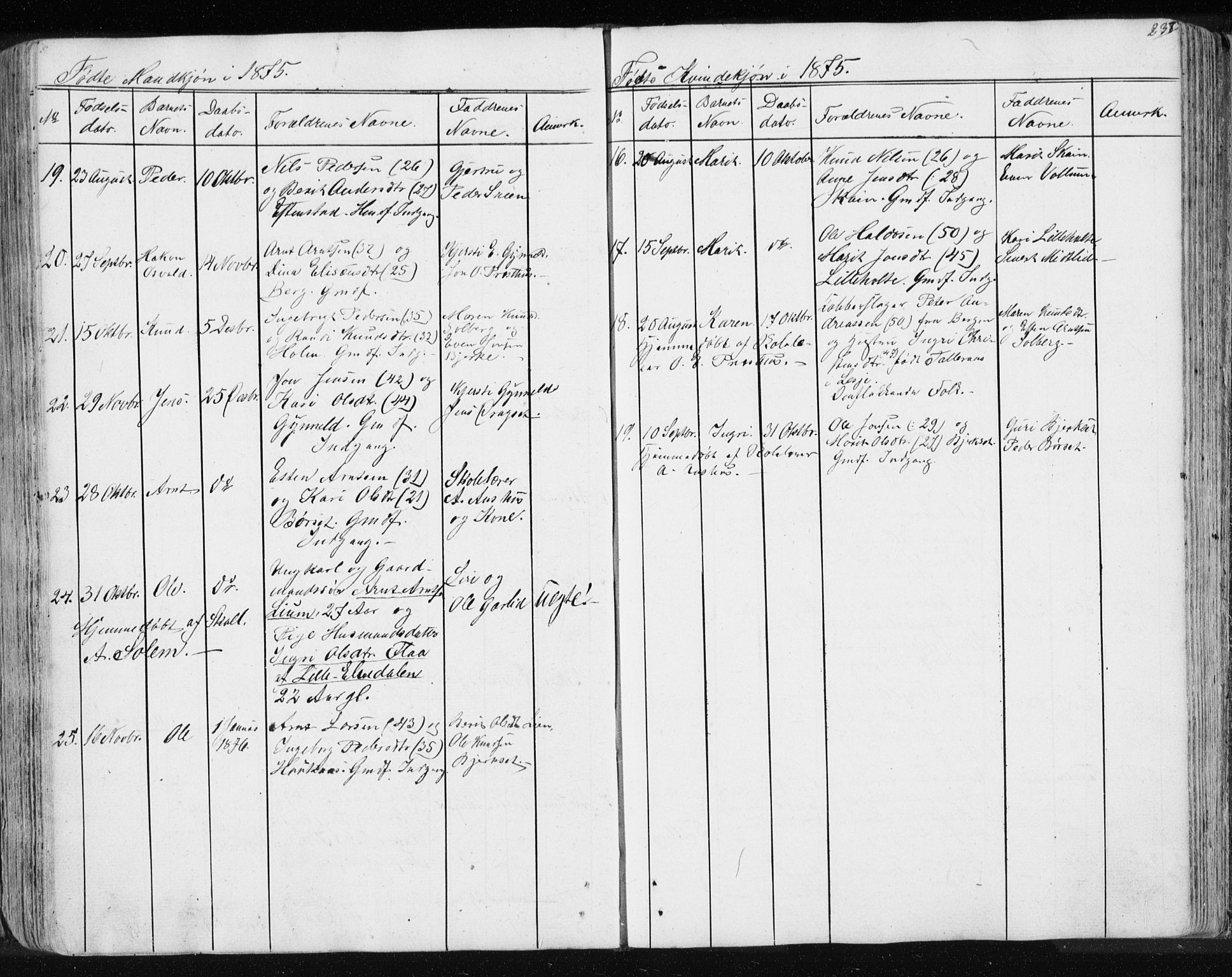 Ministerialprotokoller, klokkerbøker og fødselsregistre - Sør-Trøndelag, SAT/A-1456/689/L1043: Parish register (copy) no. 689C02, 1816-1892, p. 237