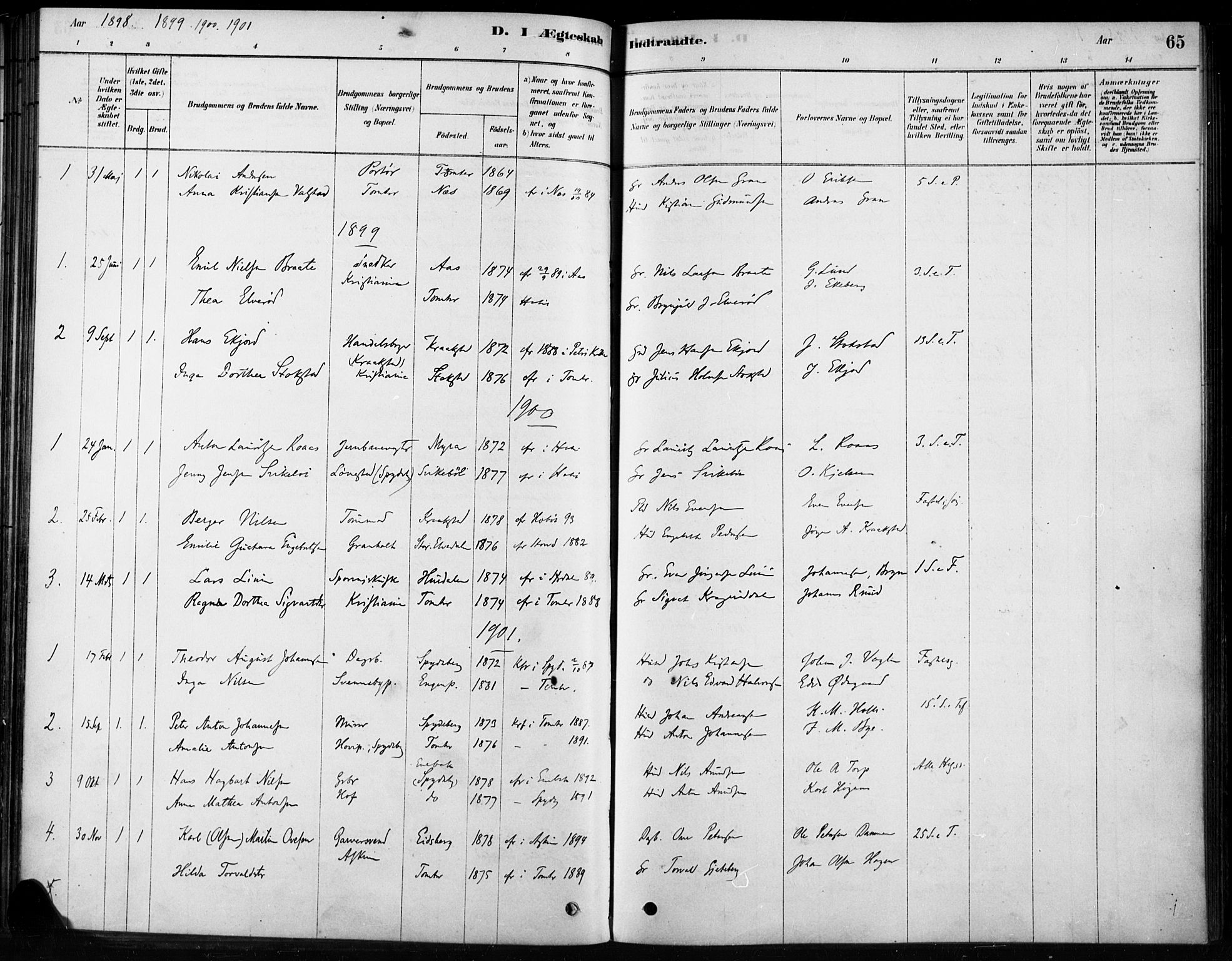 Hobøl prestekontor Kirkebøker, AV/SAO-A-2002/F/Fb/L0001: Parish register (official) no. II 1, 1878-1904, p. 65