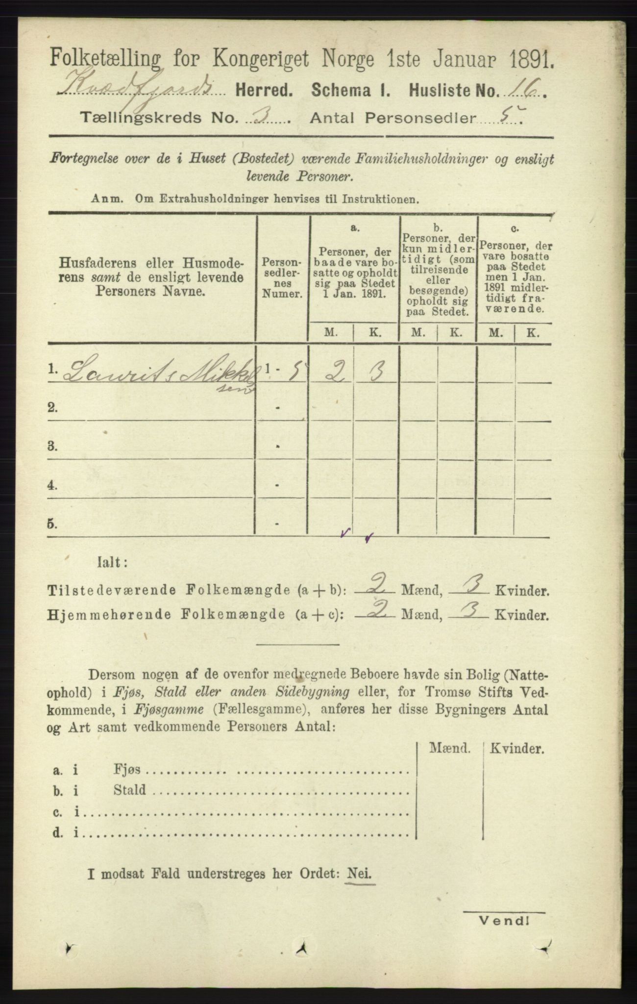 RA, 1891 census for 1911 Kvæfjord, 1891, p. 1236