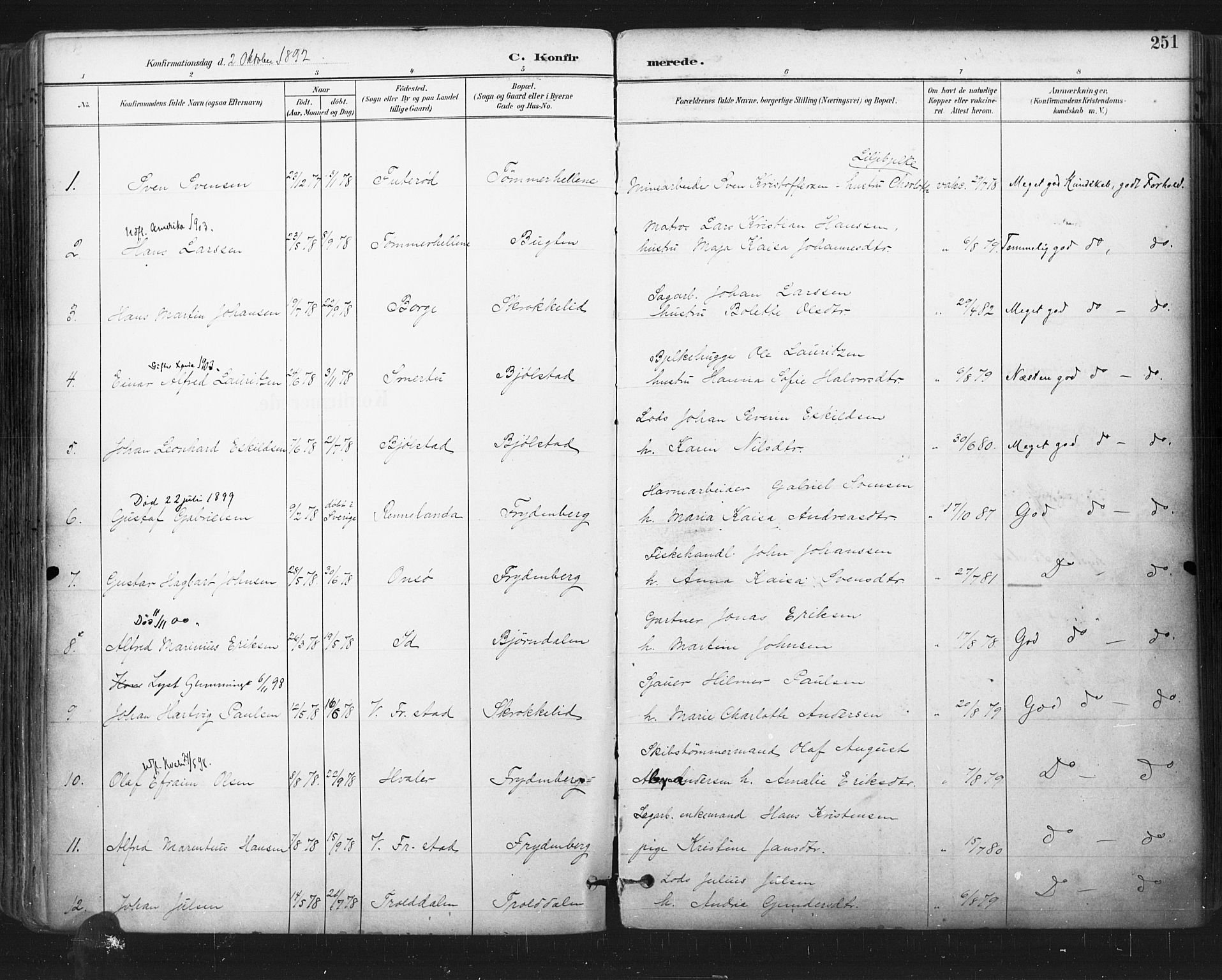 Glemmen prestekontor Kirkebøker, SAO/A-10908/F/Fa/L0013: Parish register (official) no. 13, 1892-1907, p. 251