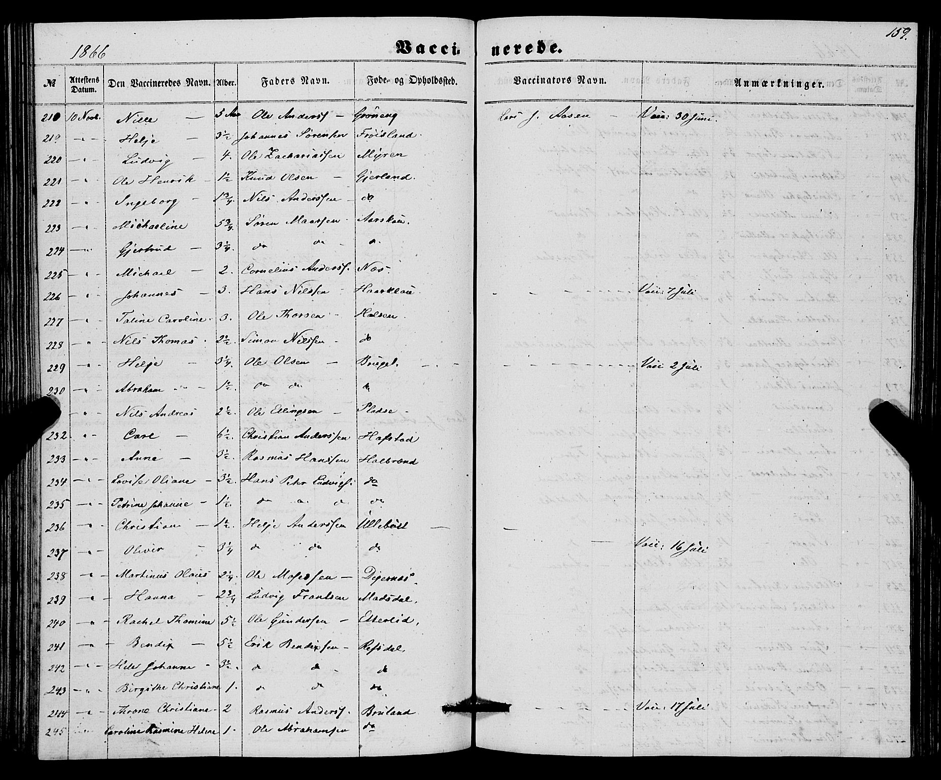 Førde sokneprestembete, SAB/A-79901/H/Haa/Haaa/L0010: Parish register (official) no. A 10, 1861-1876, p. 159
