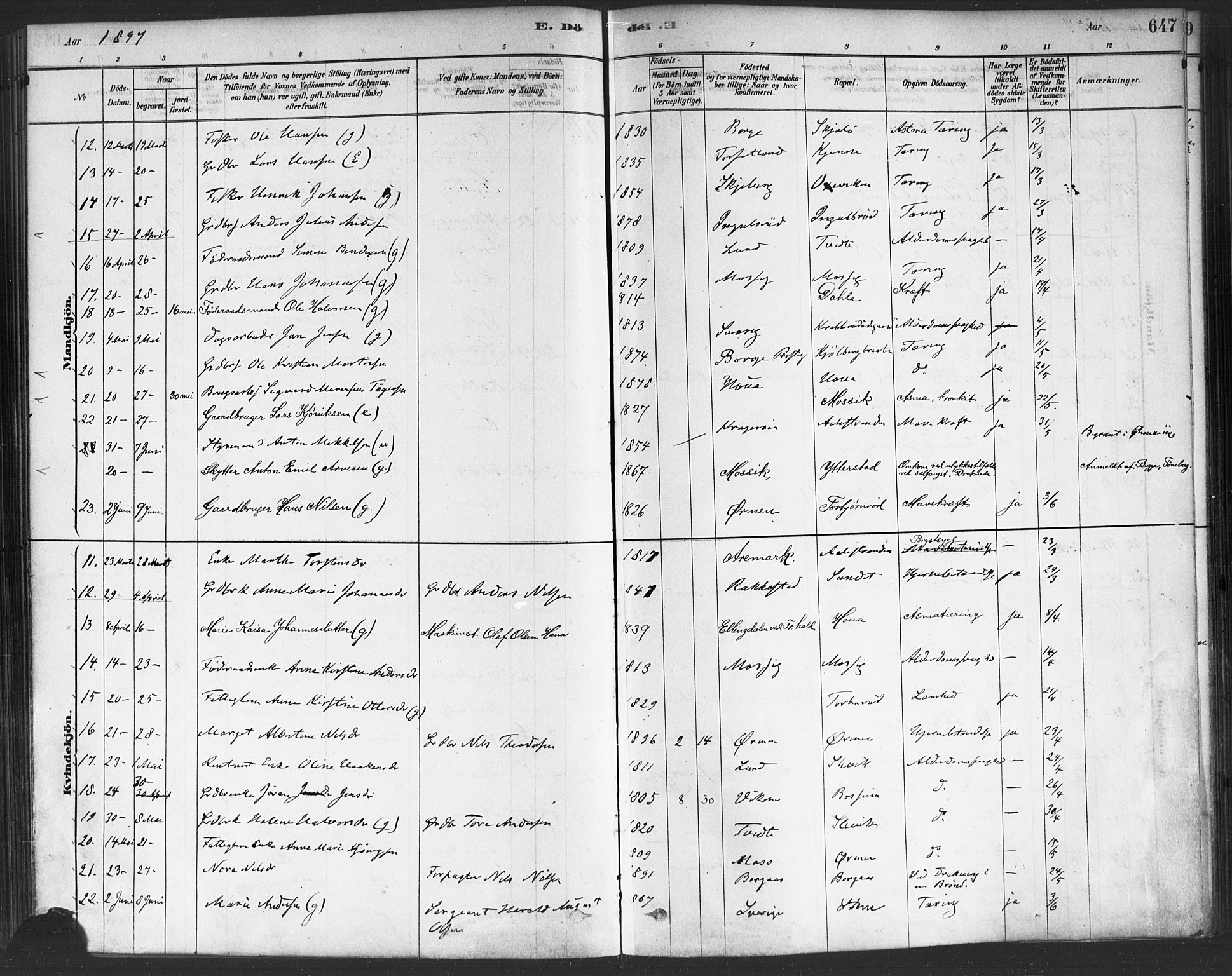 Onsøy prestekontor Kirkebøker, SAO/A-10914/F/Fa/L0006: Parish register (official) no. I 6, 1878-1898, p. 647