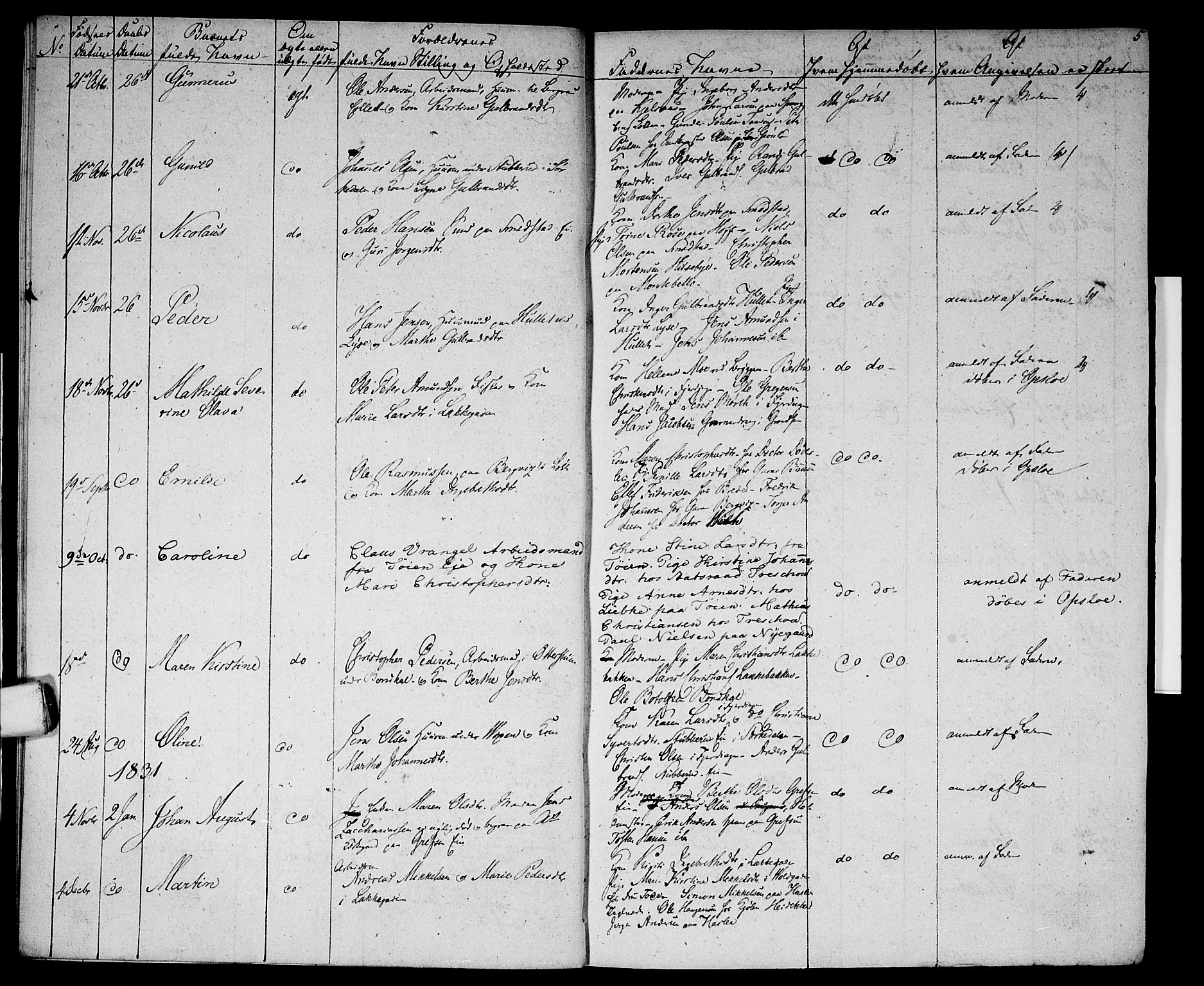 Aker prestekontor kirkebøker, AV/SAO-A-10861/G/L0005: Parish register (copy) no. 5, 1830-1831, p. 5