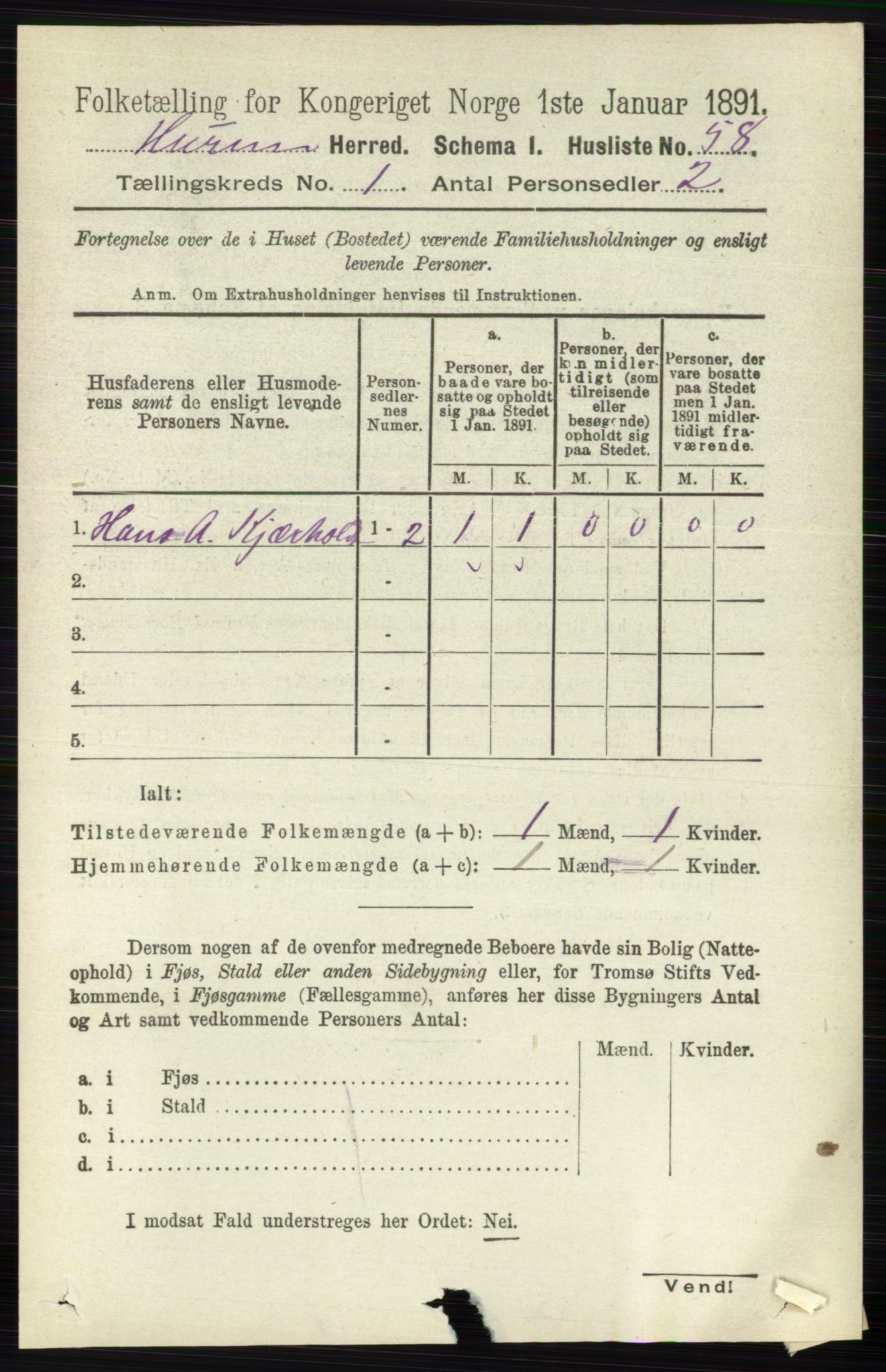 RA, 1891 census for 0628 Hurum, 1891, p. 82