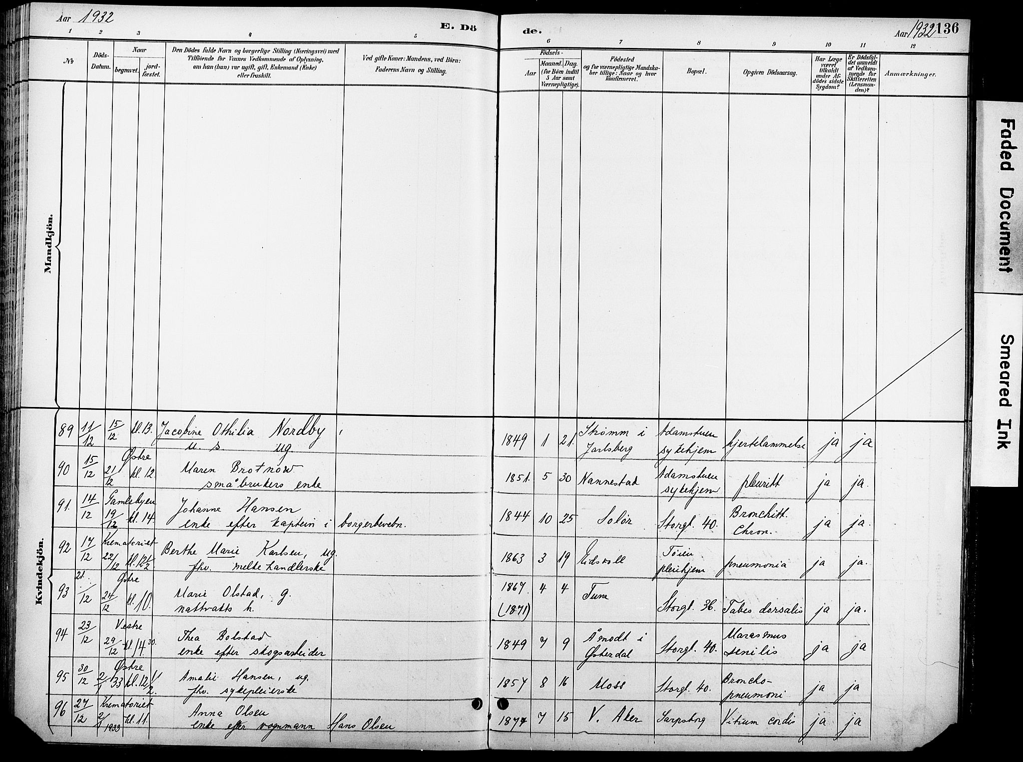 Krohgstøtten sykehusprest Kirkebøker, AV/SAO-A-10854/F/Fa/L0003: Parish register (official) no. 3, 1890-1935, p. 136