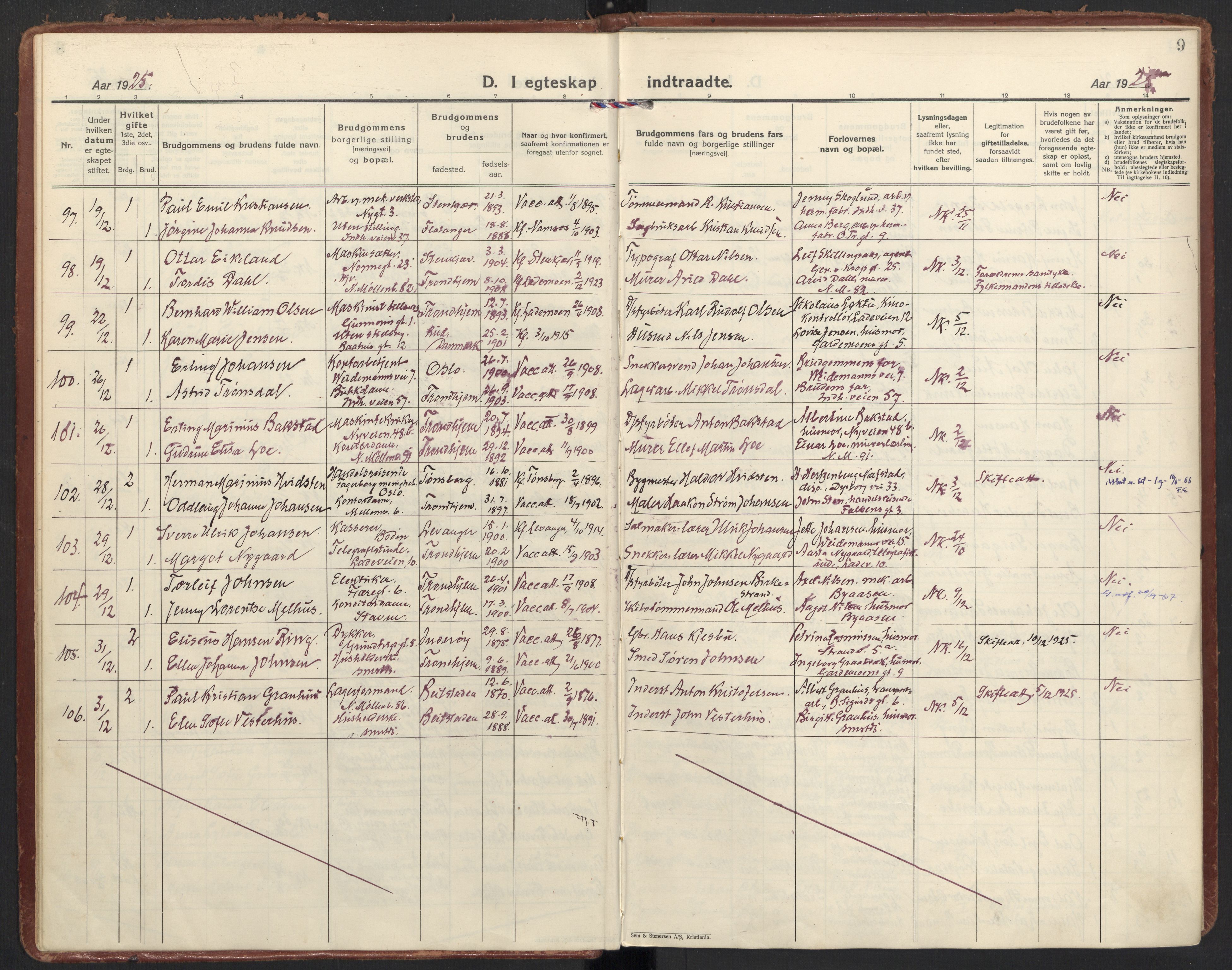 Ministerialprotokoller, klokkerbøker og fødselsregistre - Sør-Trøndelag, AV/SAT-A-1456/605/L0249: Parish register (official) no. 605A11, 1925-1936, p. 9