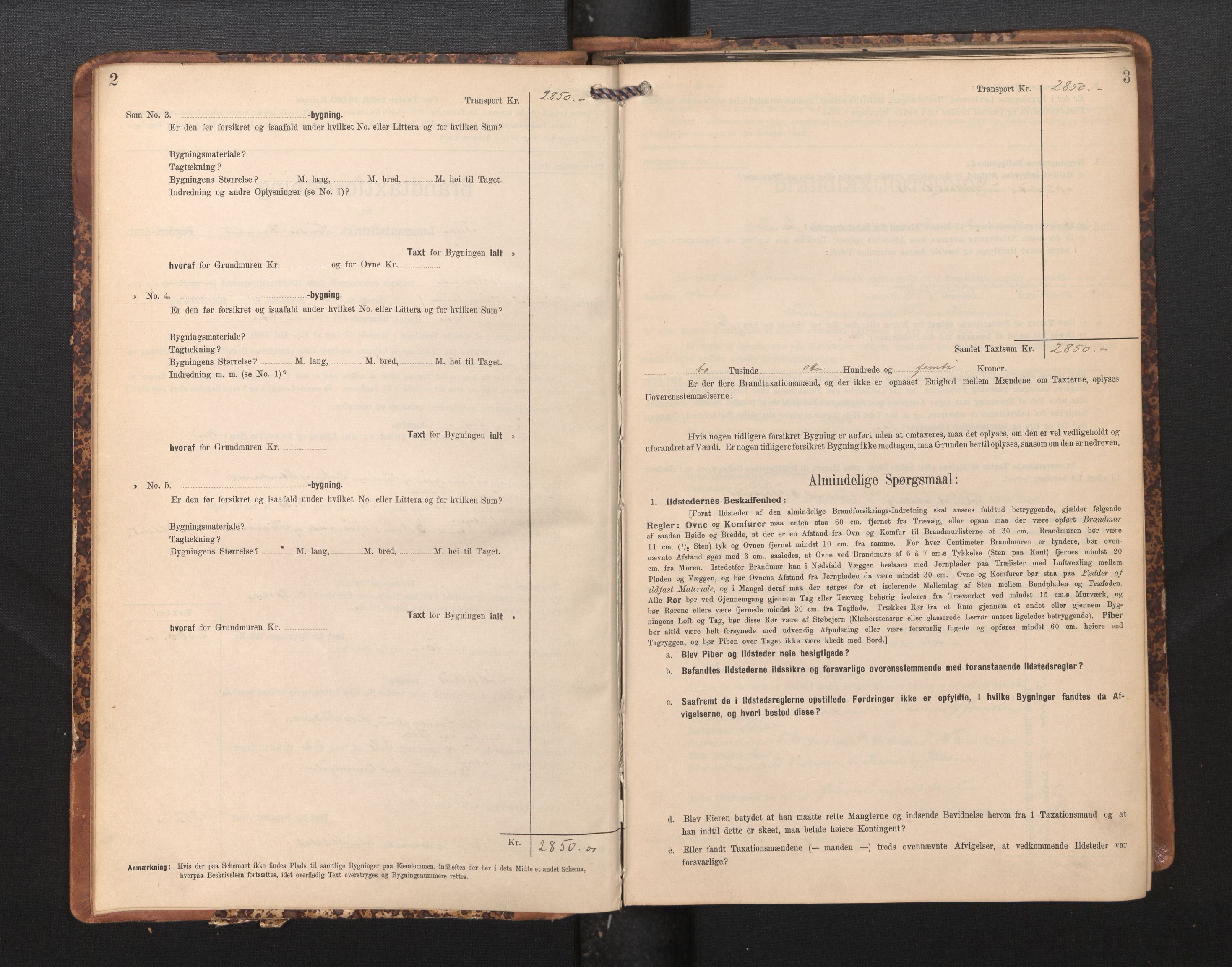 Lensmannen i Fana, SAB/A-31801/0012/L0018: Branntakstprotokoll skjematakst, 1907-1910, p. 2-3