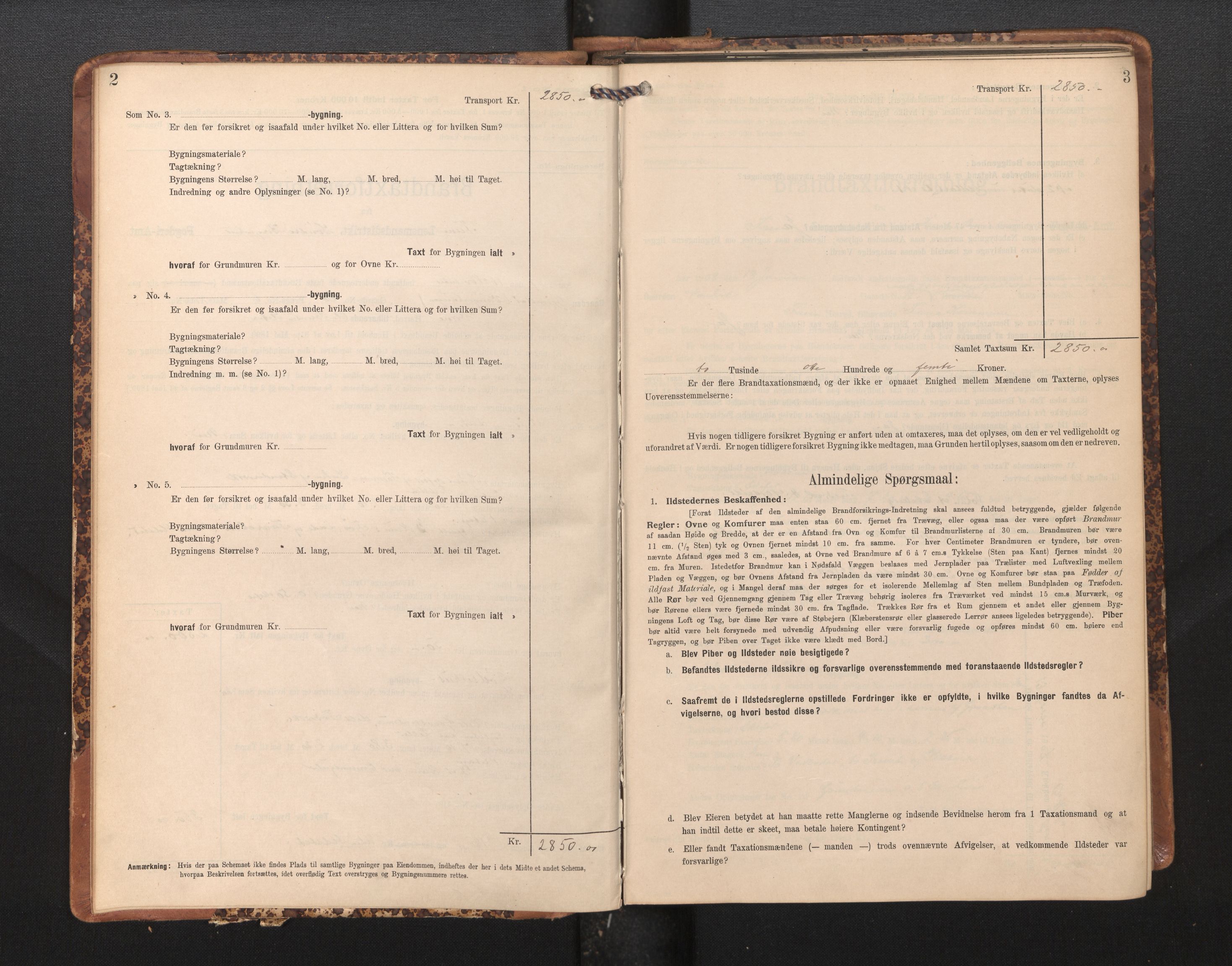 Lensmannen i Fana, AV/SAB-A-31801/0012/L0018: Branntakstprotokoll skjematakst, 1907-1910, p. 2-3