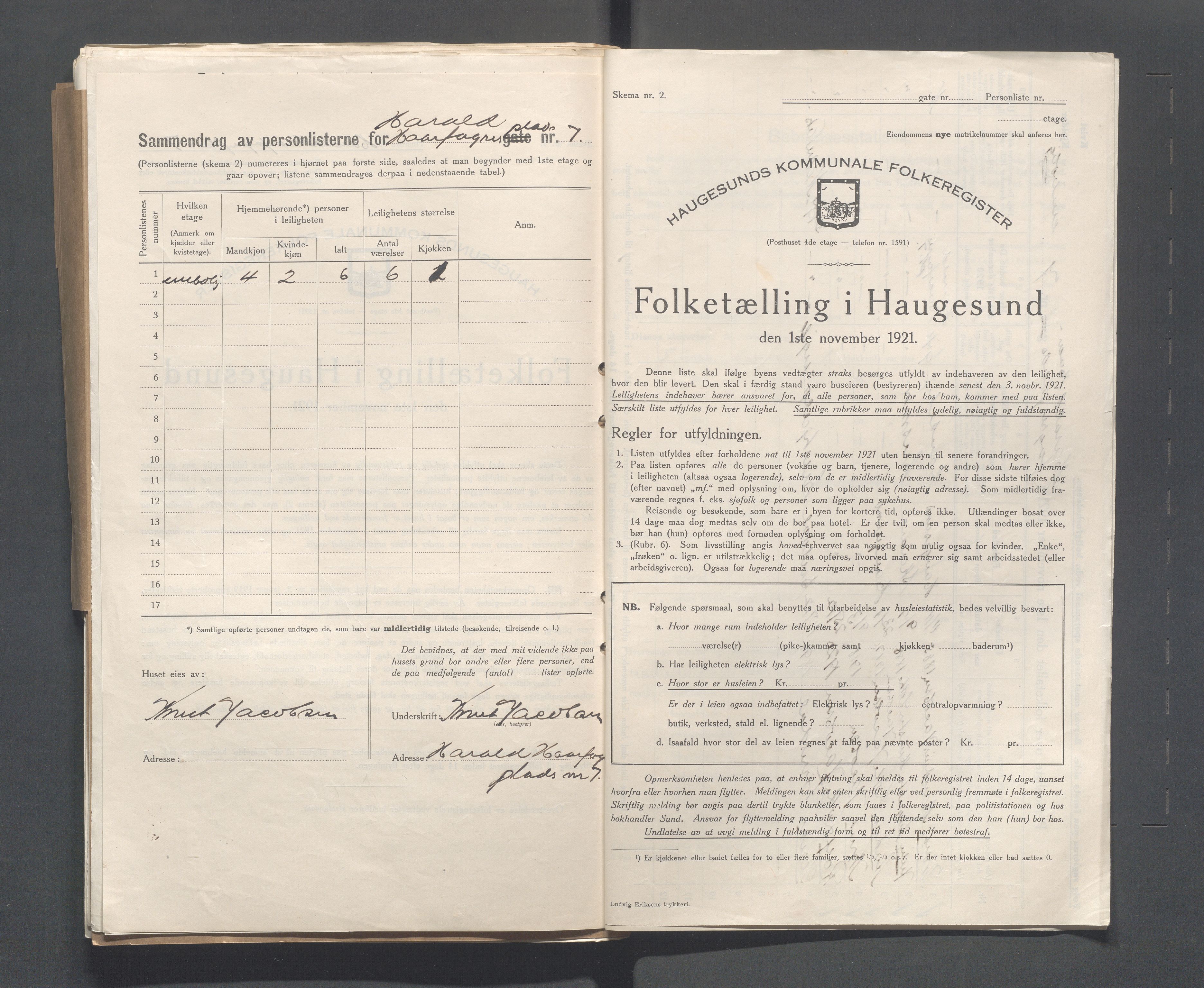 IKAR, Local census 1.11.1921 for Haugesund, 1921, p. 1235