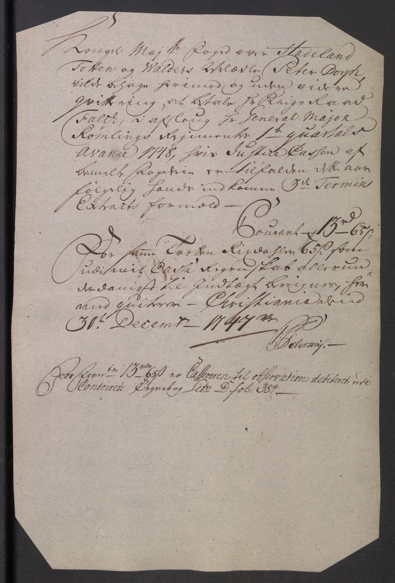 Rentekammeret inntil 1814, Reviderte regnskaper, Fogderegnskap, AV/RA-EA-4092/R18/L1346: Fogderegnskap Hadeland, Toten og Valdres, 1747-1748, p. 239