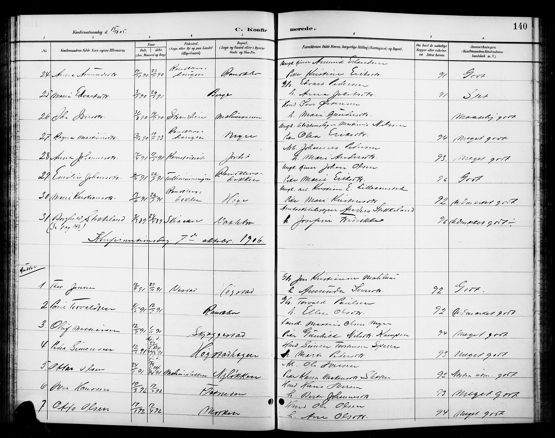 Ringebu prestekontor, SAH/PREST-082/H/Ha/Hab/L0009: Parish register (copy) no. 9, 1899-1921, p. 140