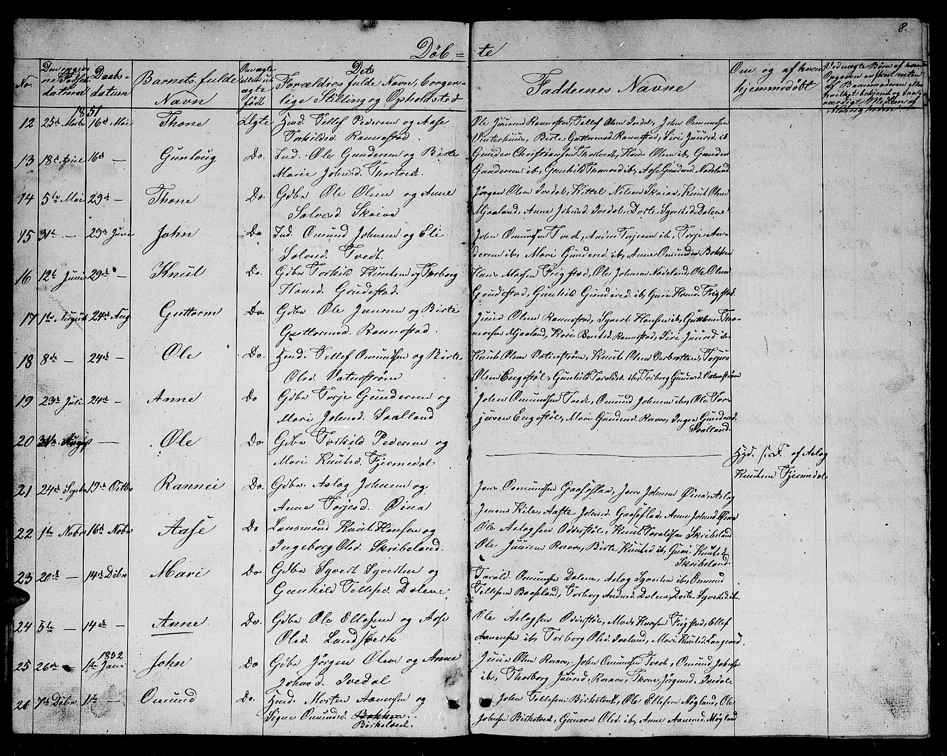Evje sokneprestkontor, SAK/1111-0008/F/Fb/Fbc/L0002: Parish register (copy) no. B 2, 1849-1876, p. 8