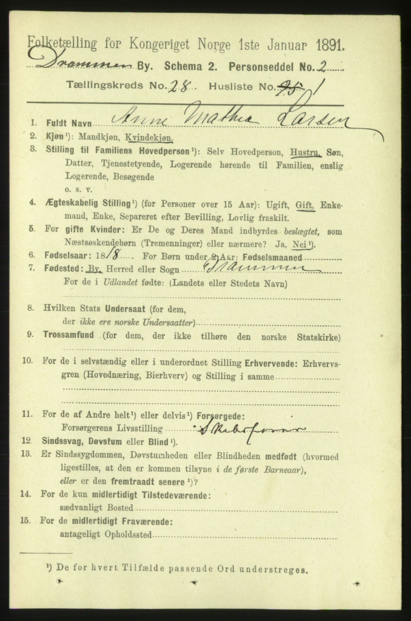 RA, 1891 census for 0602 Drammen, 1891, p. 16727