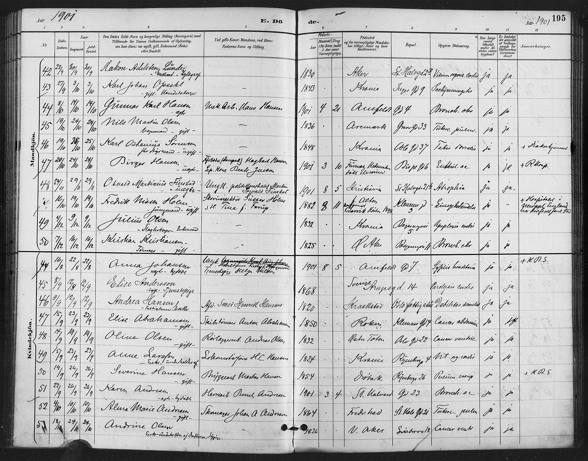 Gamlebyen prestekontor Kirkebøker, AV/SAO-A-10884/F/Fa/L0009: Parish register (official) no. 9, 1888-1909, p. 195