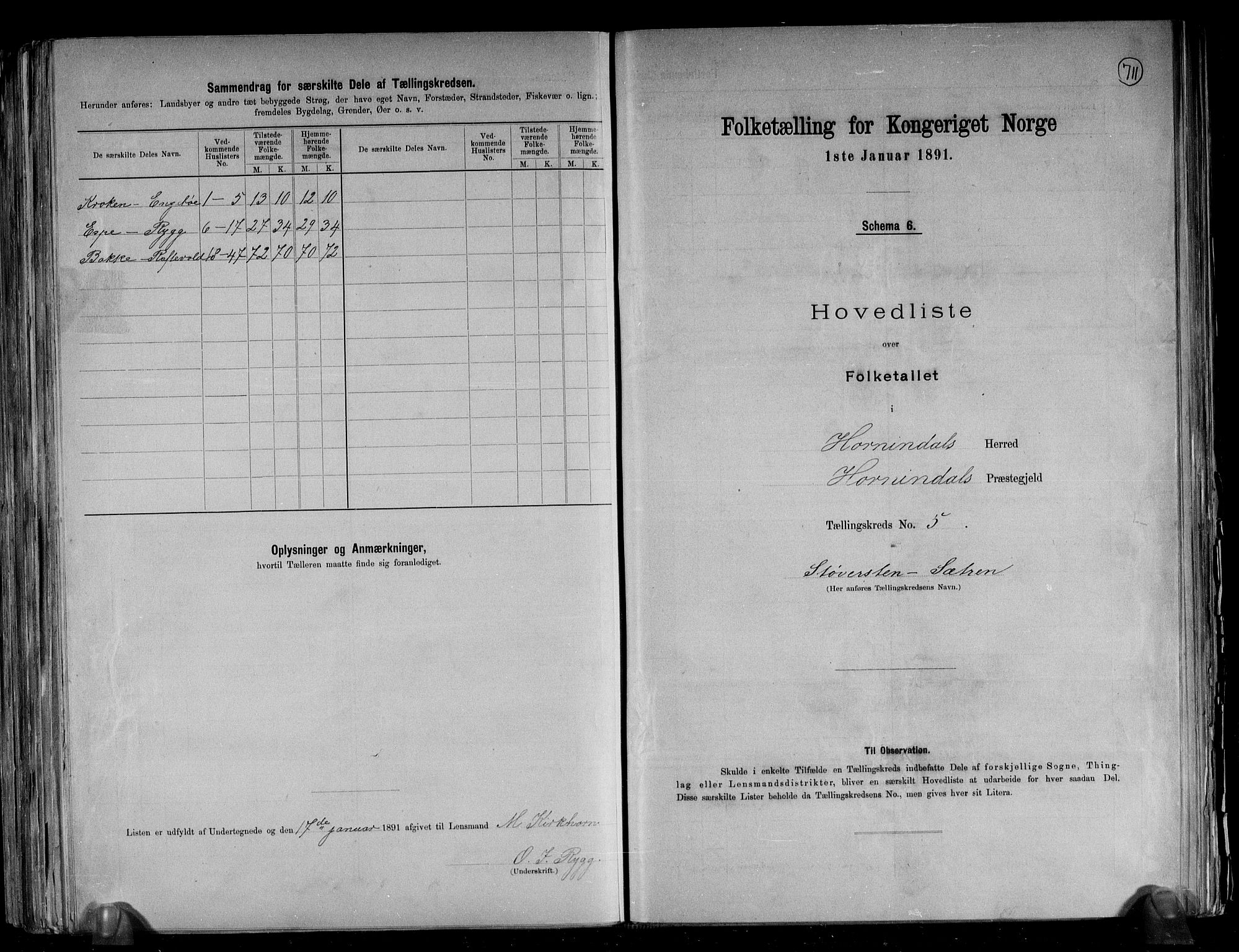 RA, 1891 census for 1444 Hornindal, 1891, p. 14