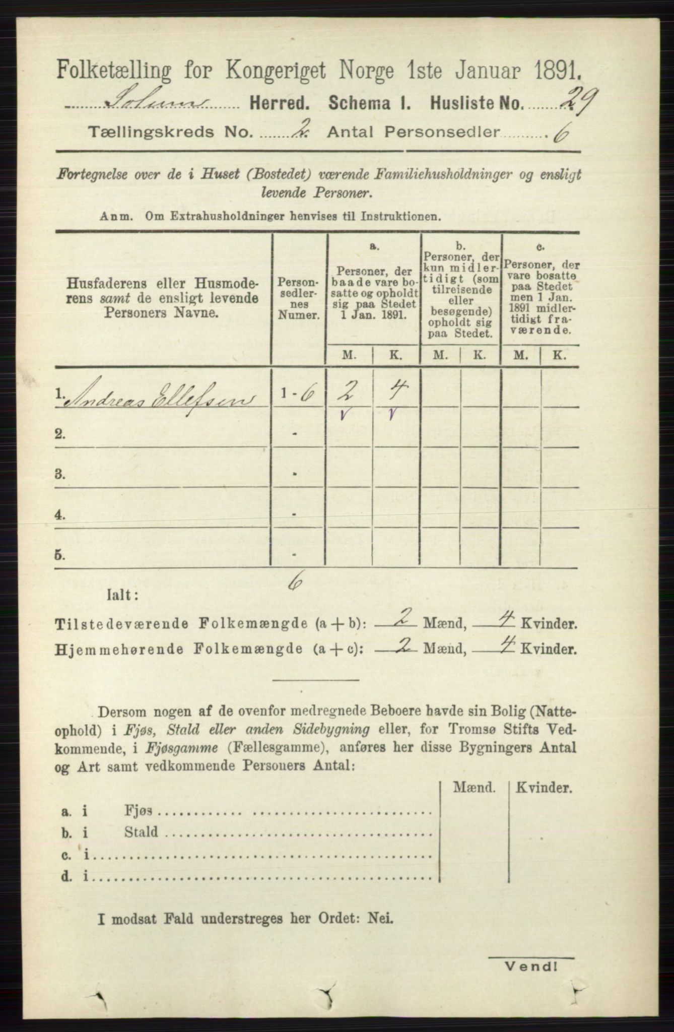 RA, 1891 census for 0818 Solum, 1891, p. 107