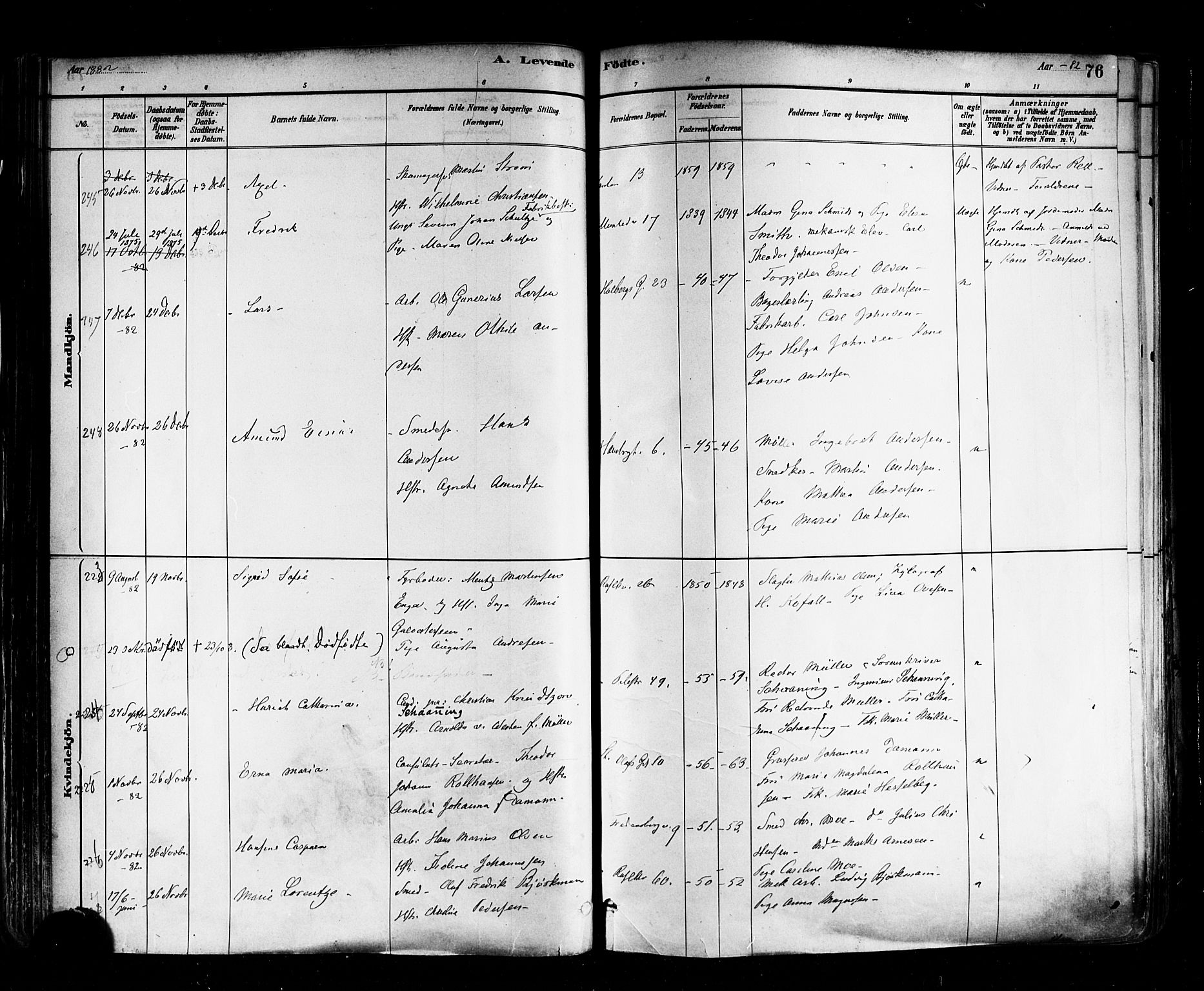 Trefoldighet prestekontor Kirkebøker, AV/SAO-A-10882/F/Fa/L0005: Parish register (official) no. I 5, 1881-1891, p. 76