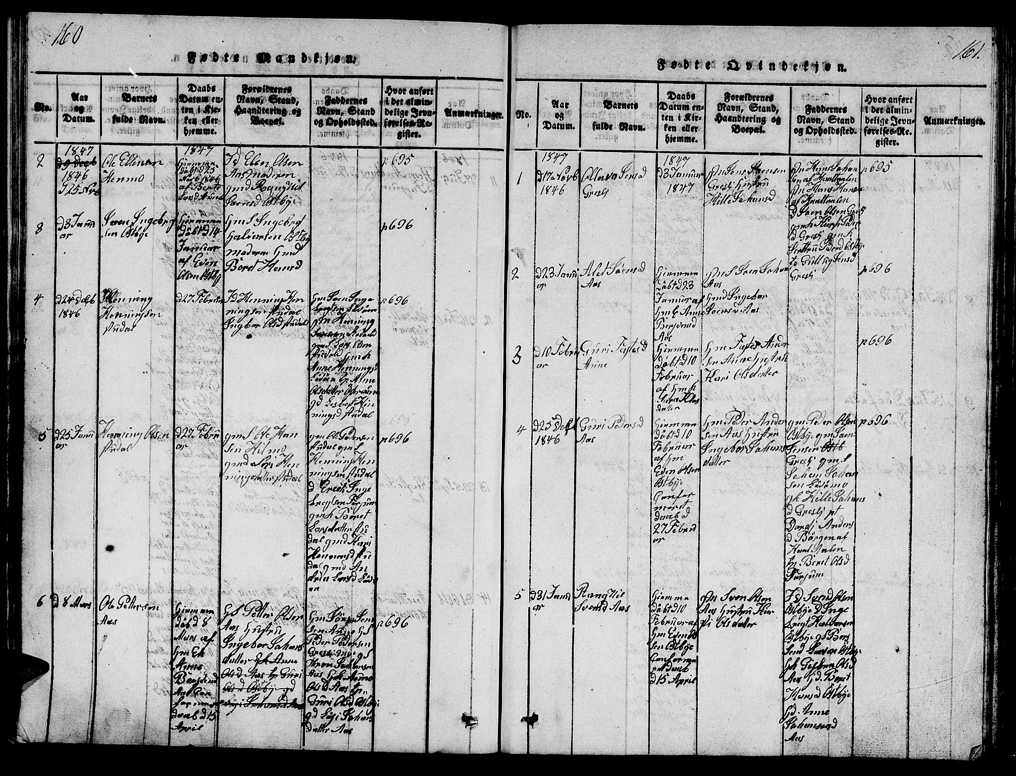 Ministerialprotokoller, klokkerbøker og fødselsregistre - Sør-Trøndelag, SAT/A-1456/698/L1164: Parish register (copy) no. 698C01, 1816-1861, p. 160-161