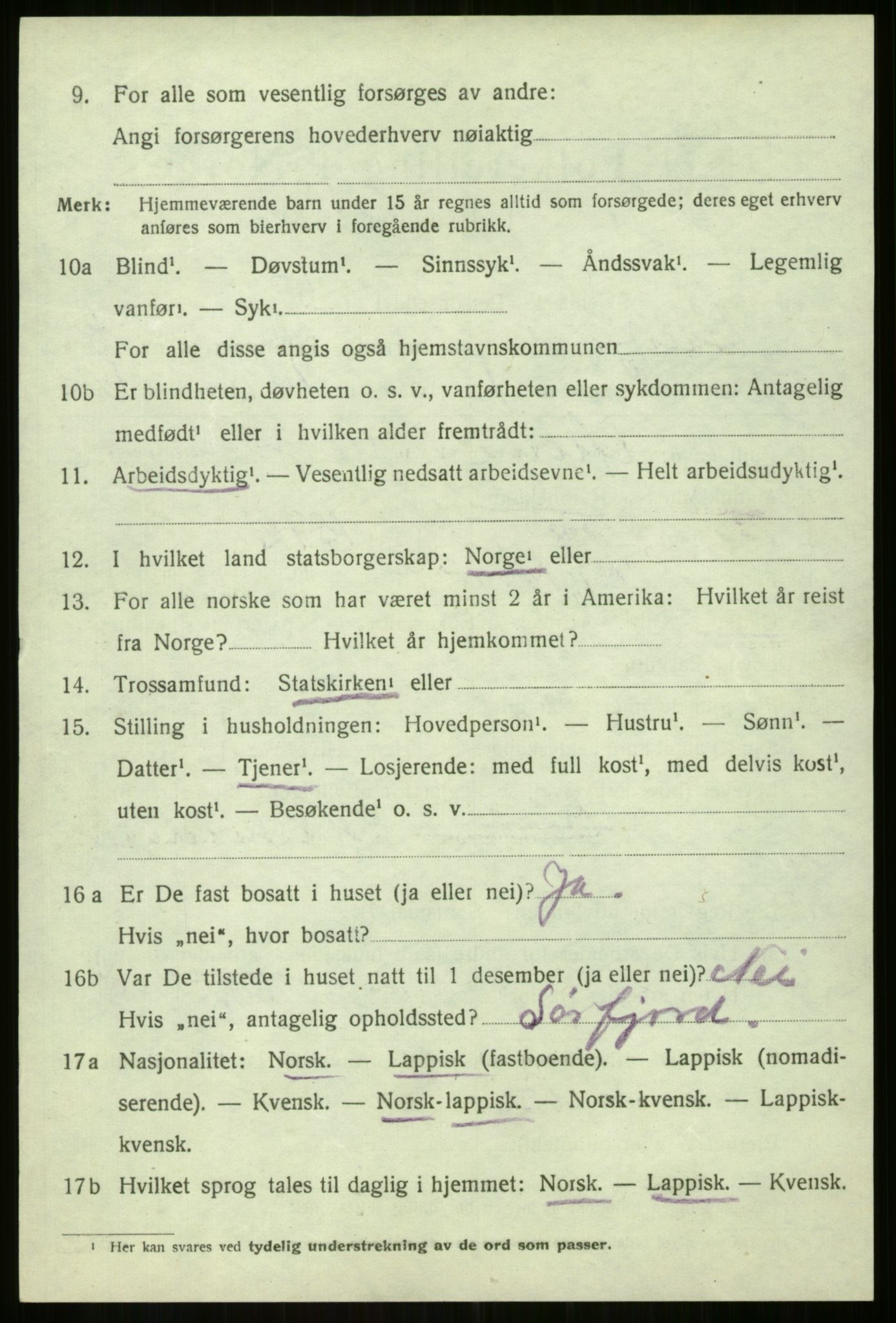 SATØ, 1920 census for Balsfjord, 1920, p. 2123