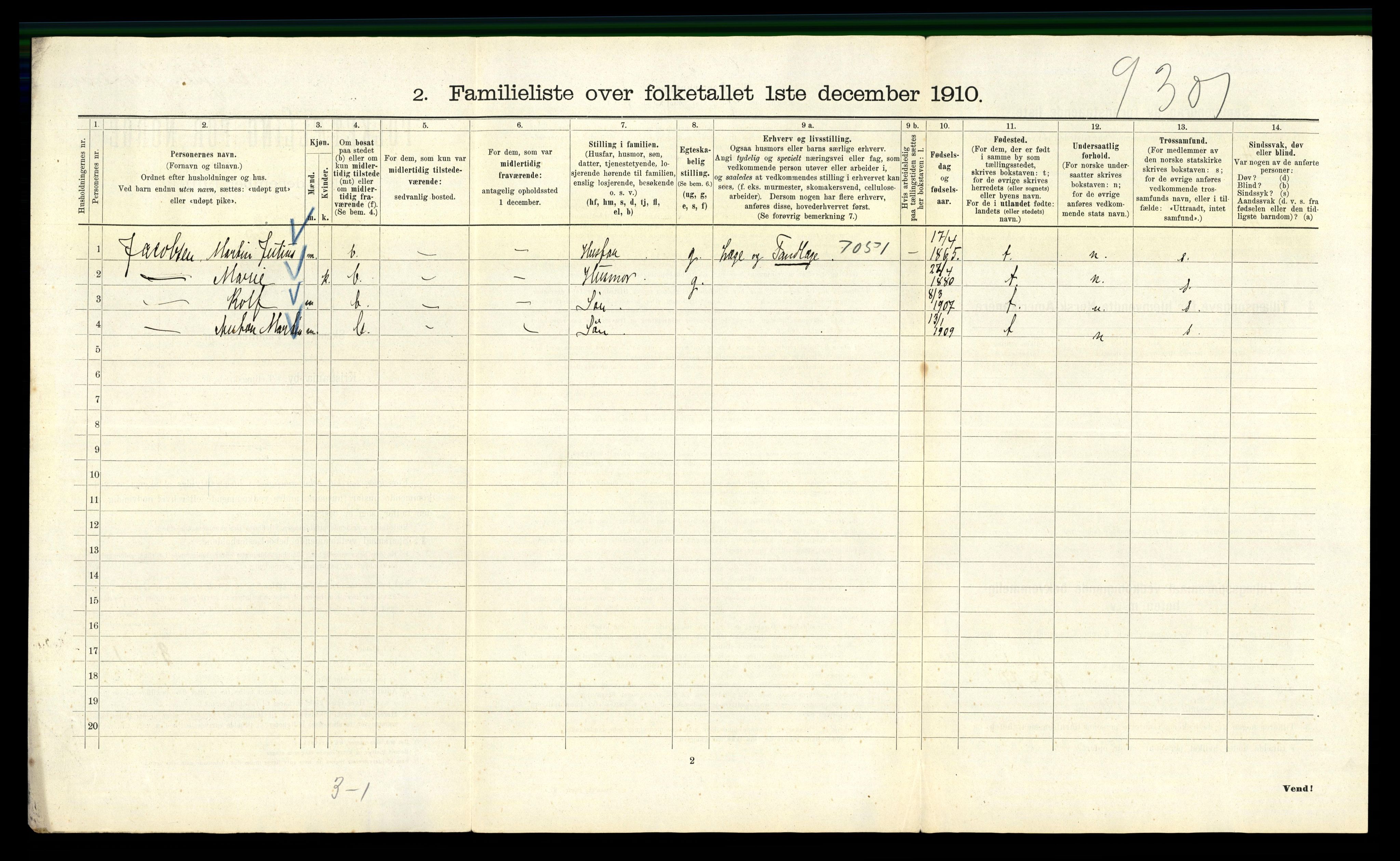 RA, 1910 census for Kristiania, 1910, p. 103190