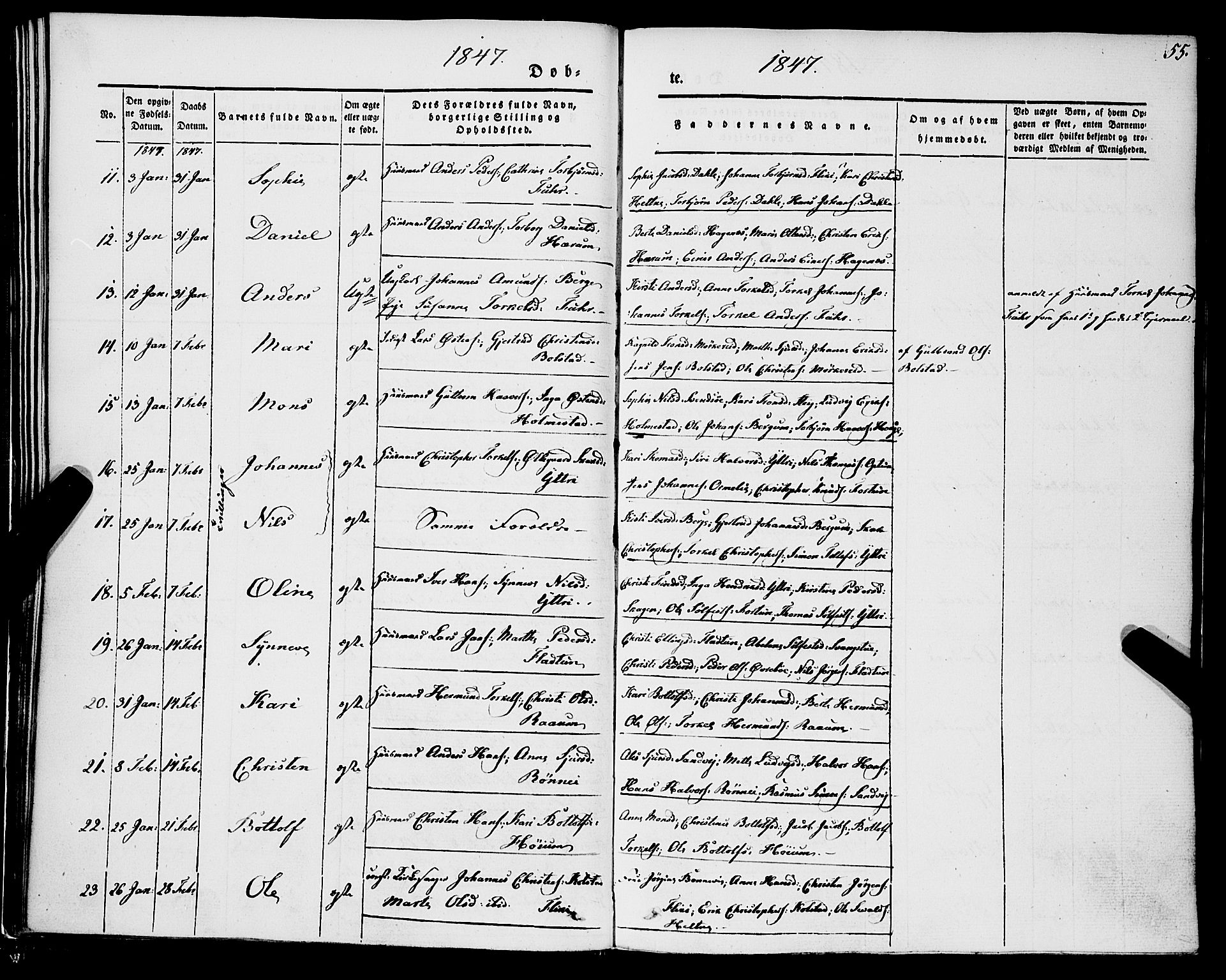 Luster sokneprestembete, AV/SAB-A-81101/H/Haa/Haaa/L0006: Parish register (official) no. A 6, 1840-1848, p. 55