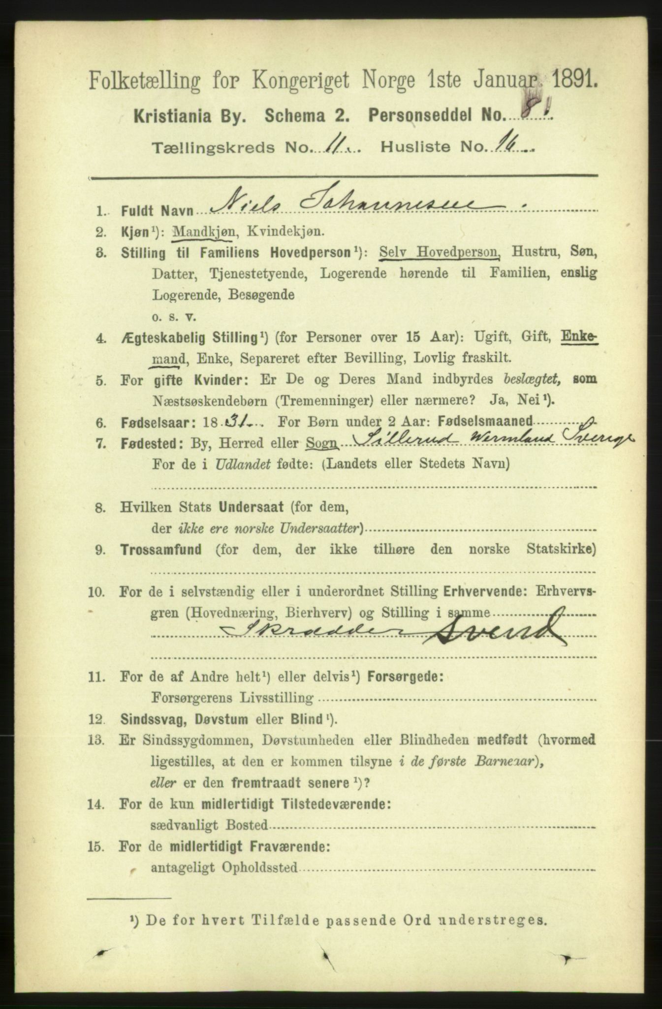 RA, 1891 census for 0301 Kristiania, 1891, p. 5117