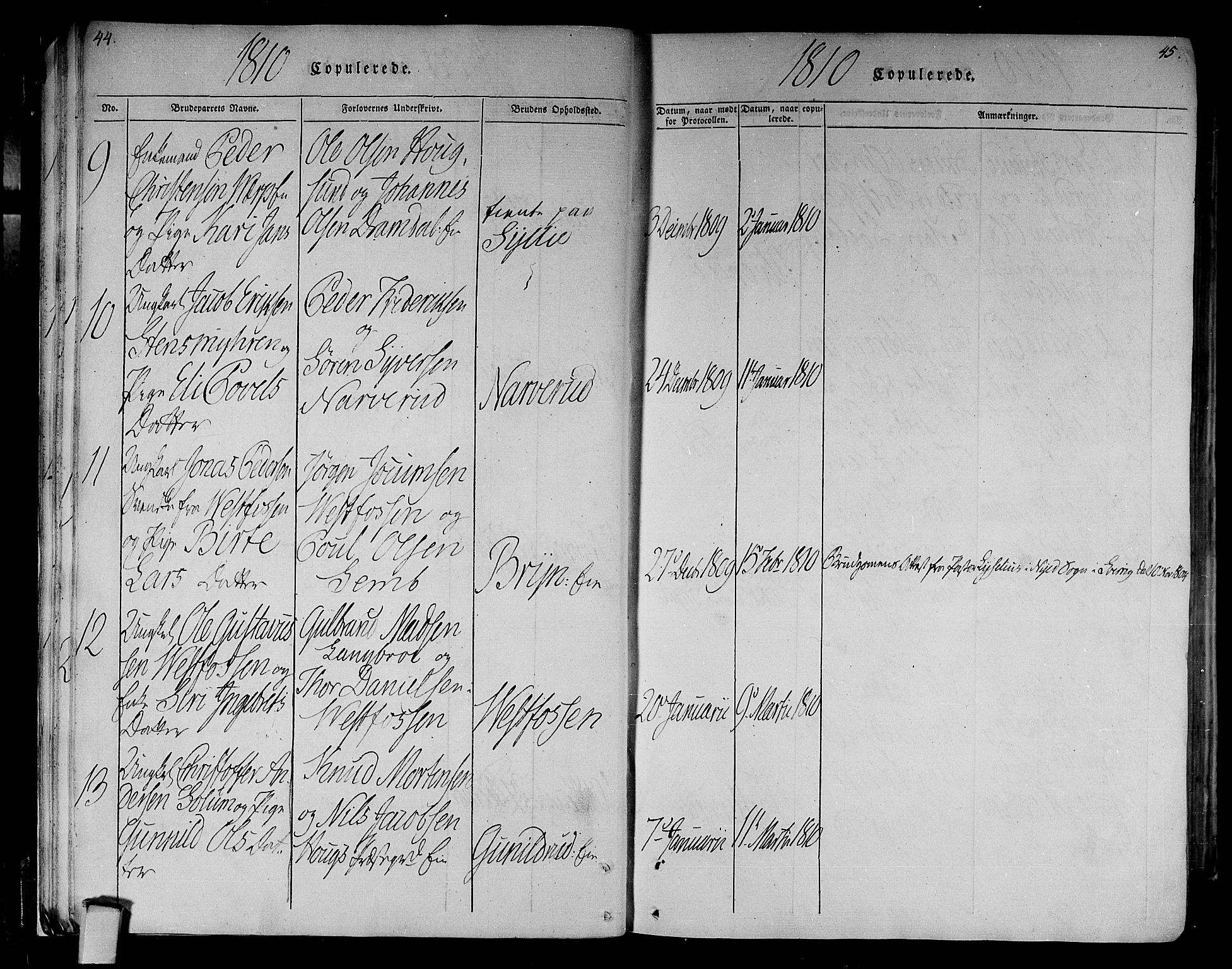 Eiker kirkebøker, SAKO/A-4/F/Fa/L0010: Parish register (official) no. I 10, 1806-1815, p. 44-45