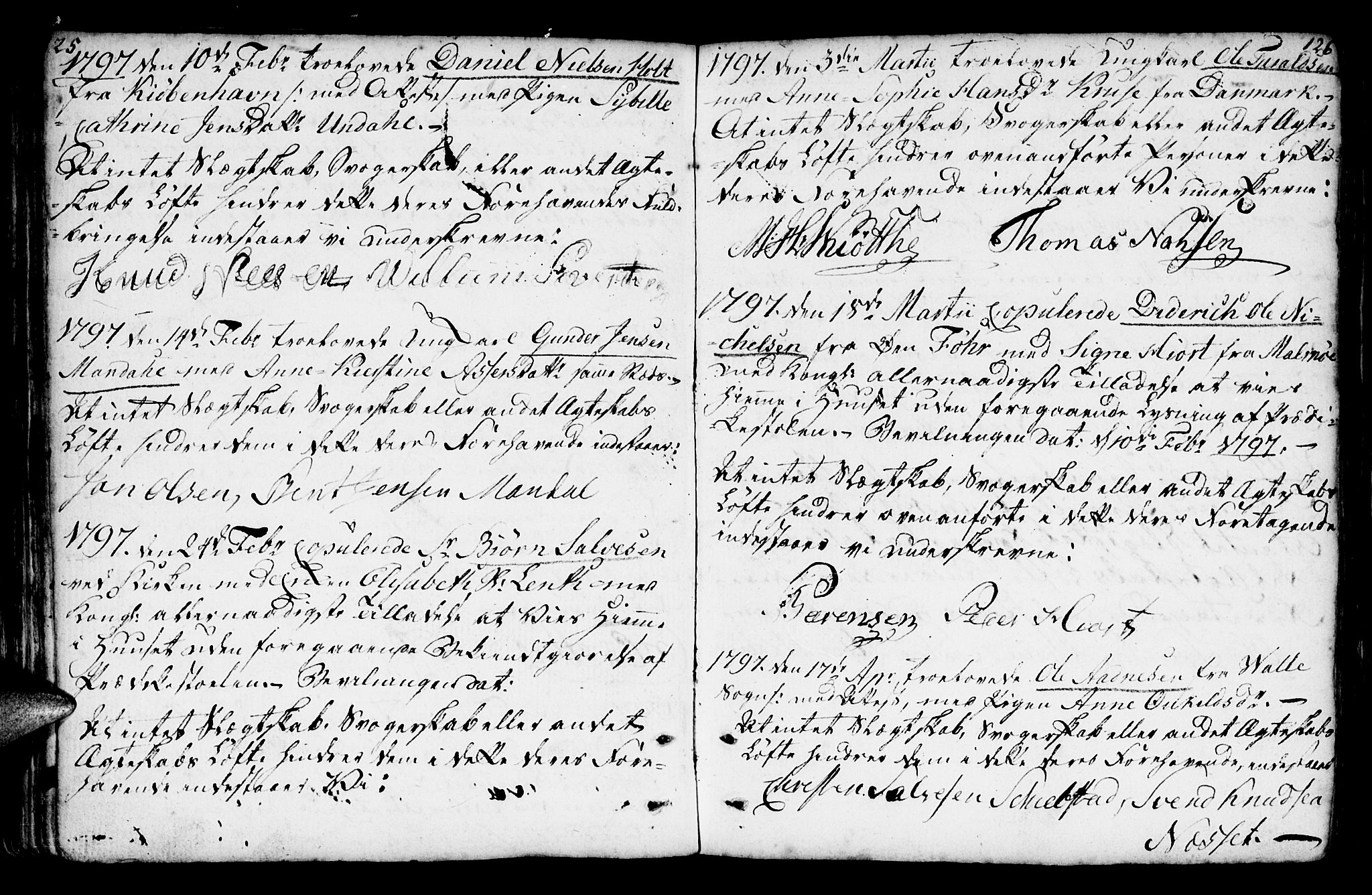 Mandal sokneprestkontor, AV/SAK-1111-0030/F/Fa/Faa/L0007: Parish register (official) no. A 7, 1783-1818, p. 125-126