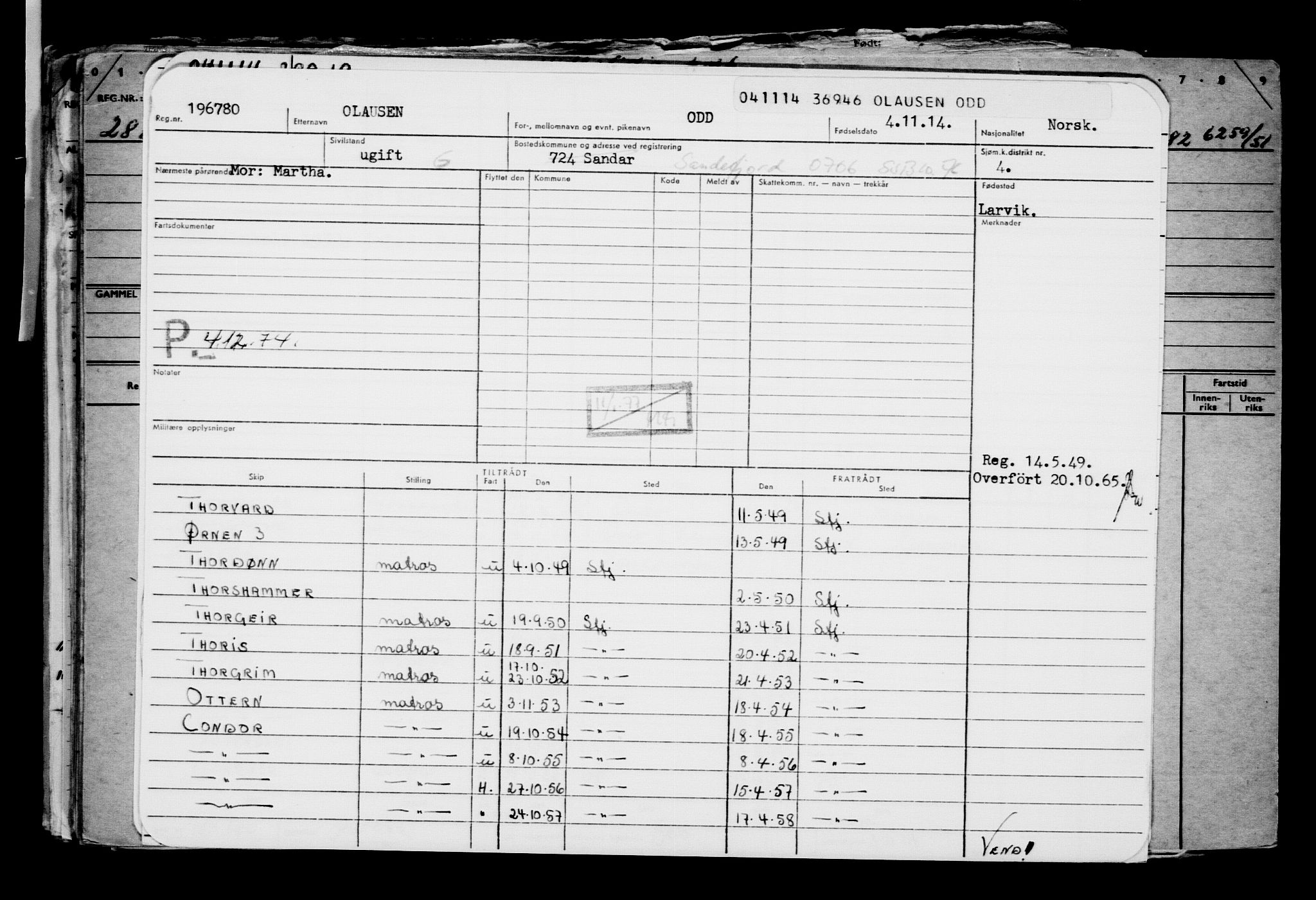 Direktoratet for sjømenn, AV/RA-S-3545/G/Gb/L0125: Hovedkort, 1914, p. 65