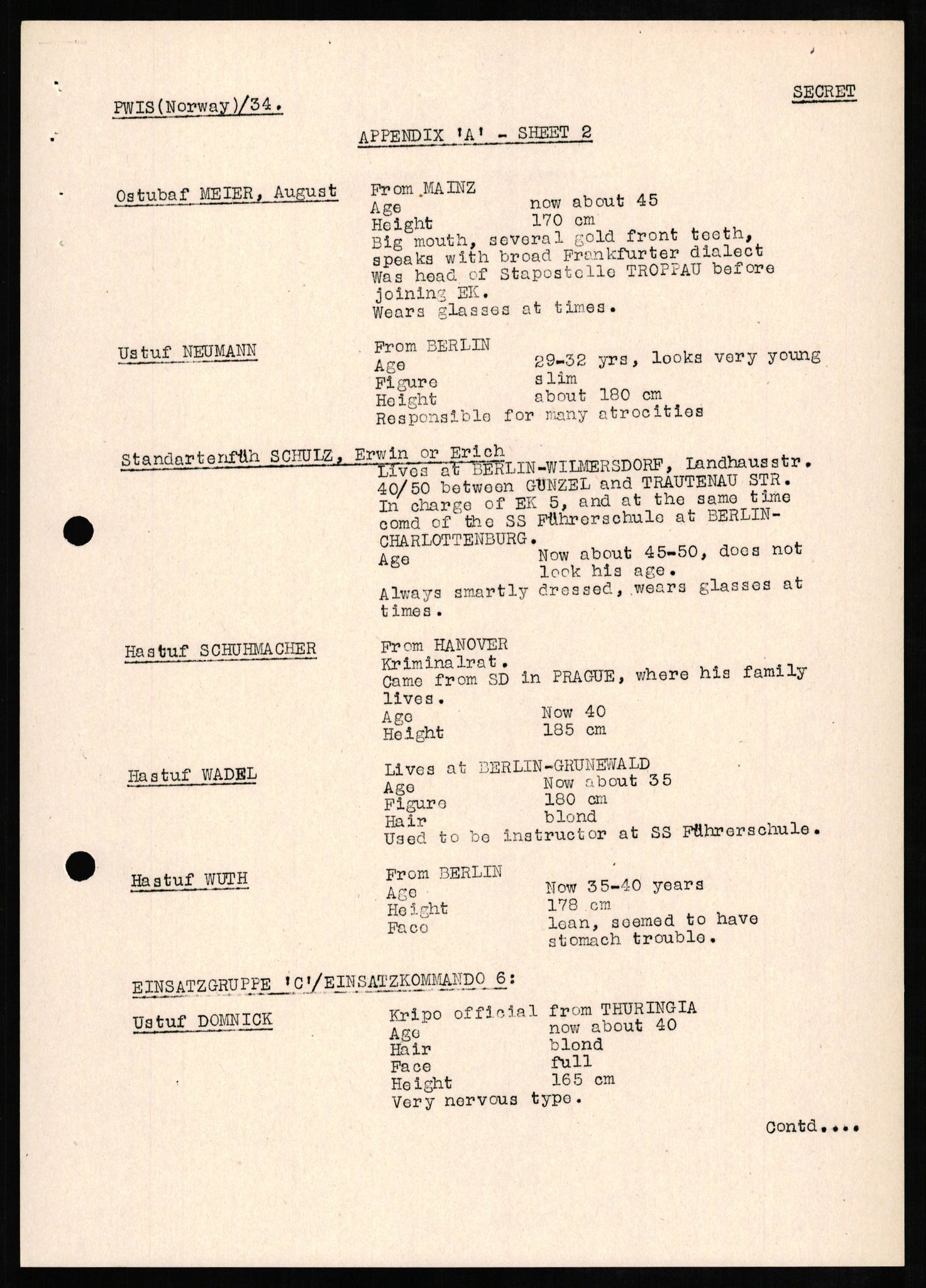 Forsvaret, Forsvarets overkommando II, AV/RA-RAFA-3915/D/Db/L0011: CI Questionaires. Tyske okkupasjonsstyrker i Norge. Tyskere., 1945-1946, p. 351