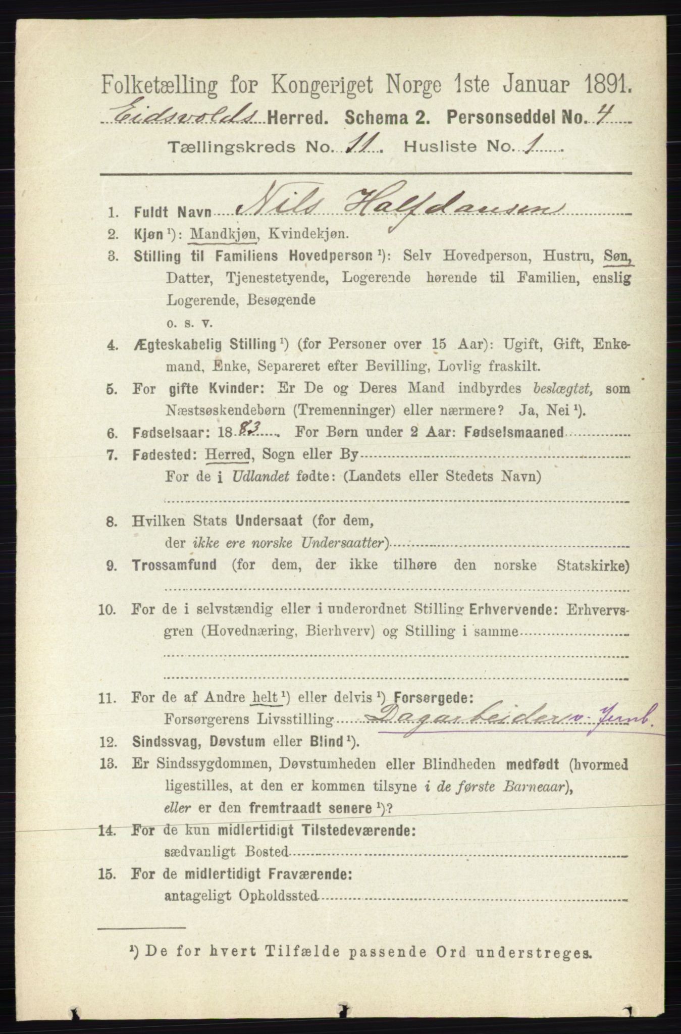 RA, 1891 census for 0237 Eidsvoll, 1891, p. 7687