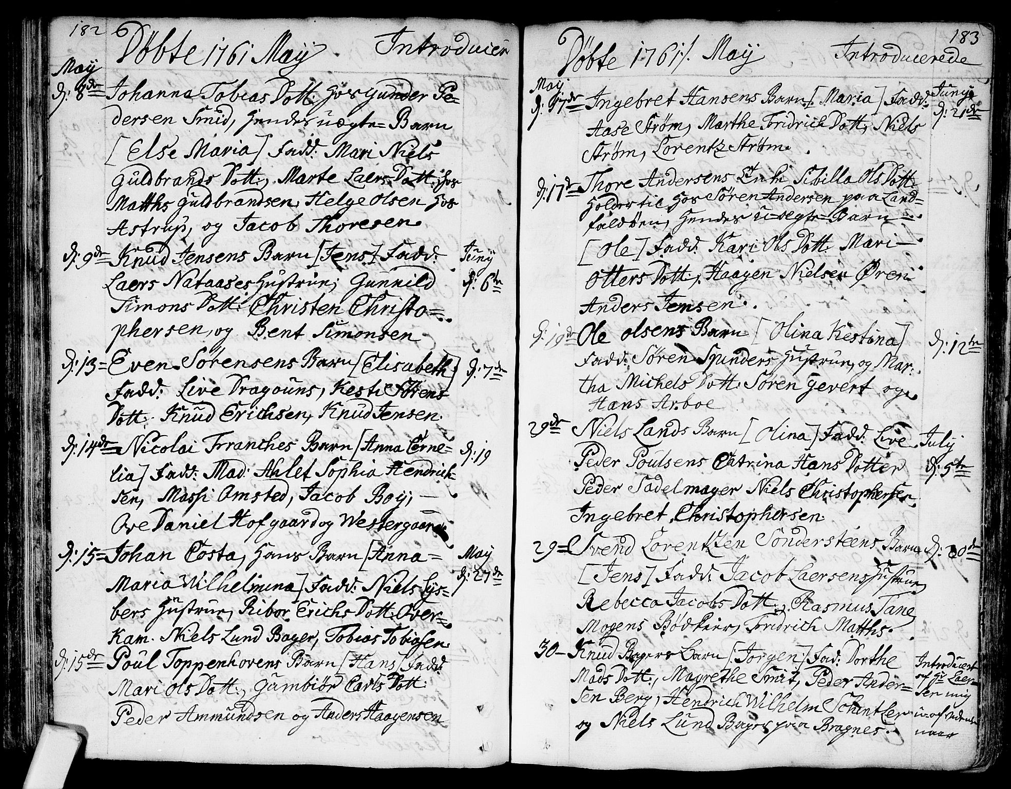 Bragernes kirkebøker, AV/SAKO-A-6/F/Fa/L0005: Parish register (official) no. I 5, 1759-1781, p. 182-183