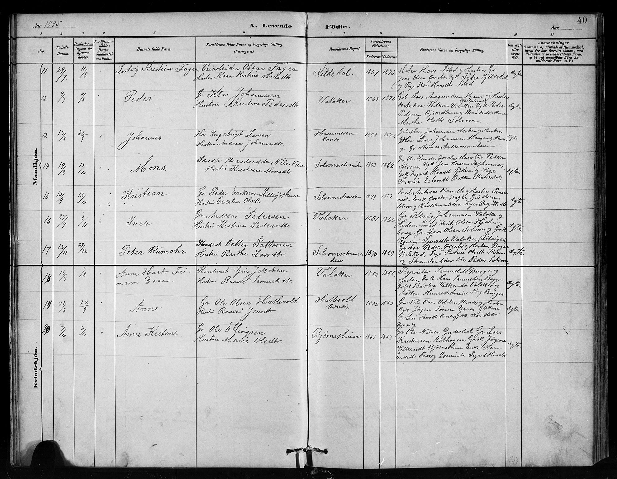 Hafslo sokneprestembete, AV/SAB-A-80301/H/Hab/Habc/L0001: Parish register (copy) no. C 1, 1882-1908, p. 40