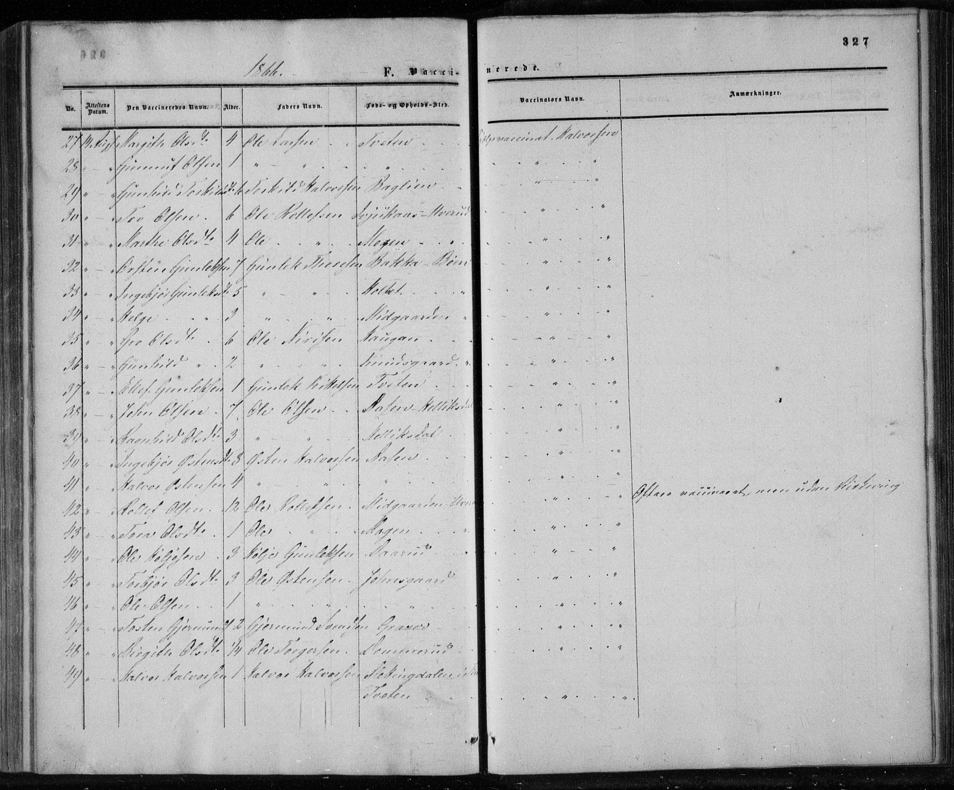 Gransherad kirkebøker, AV/SAKO-A-267/F/Fa/L0003: Parish register (official) no. I 3, 1859-1870, p. 327