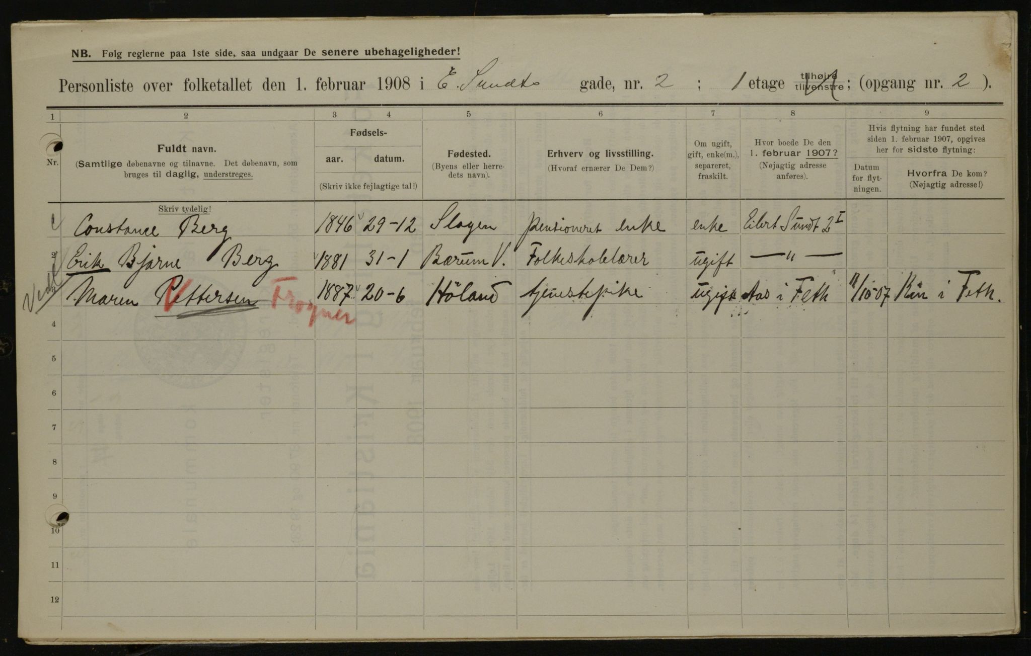 OBA, Municipal Census 1908 for Kristiania, 1908, p. 17341