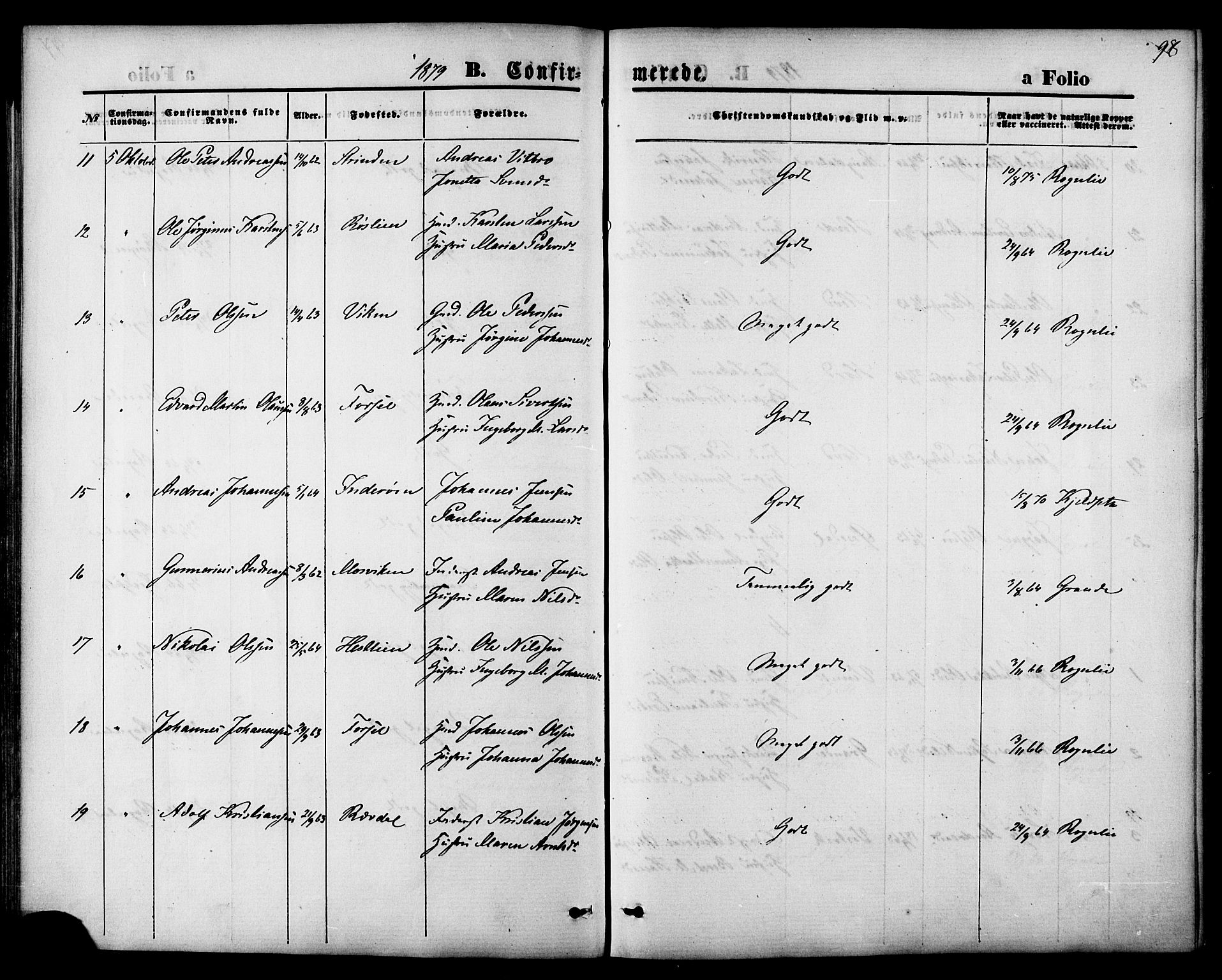 Ministerialprotokoller, klokkerbøker og fødselsregistre - Nord-Trøndelag, SAT/A-1458/744/L0419: Parish register (official) no. 744A03, 1867-1881, p. 98