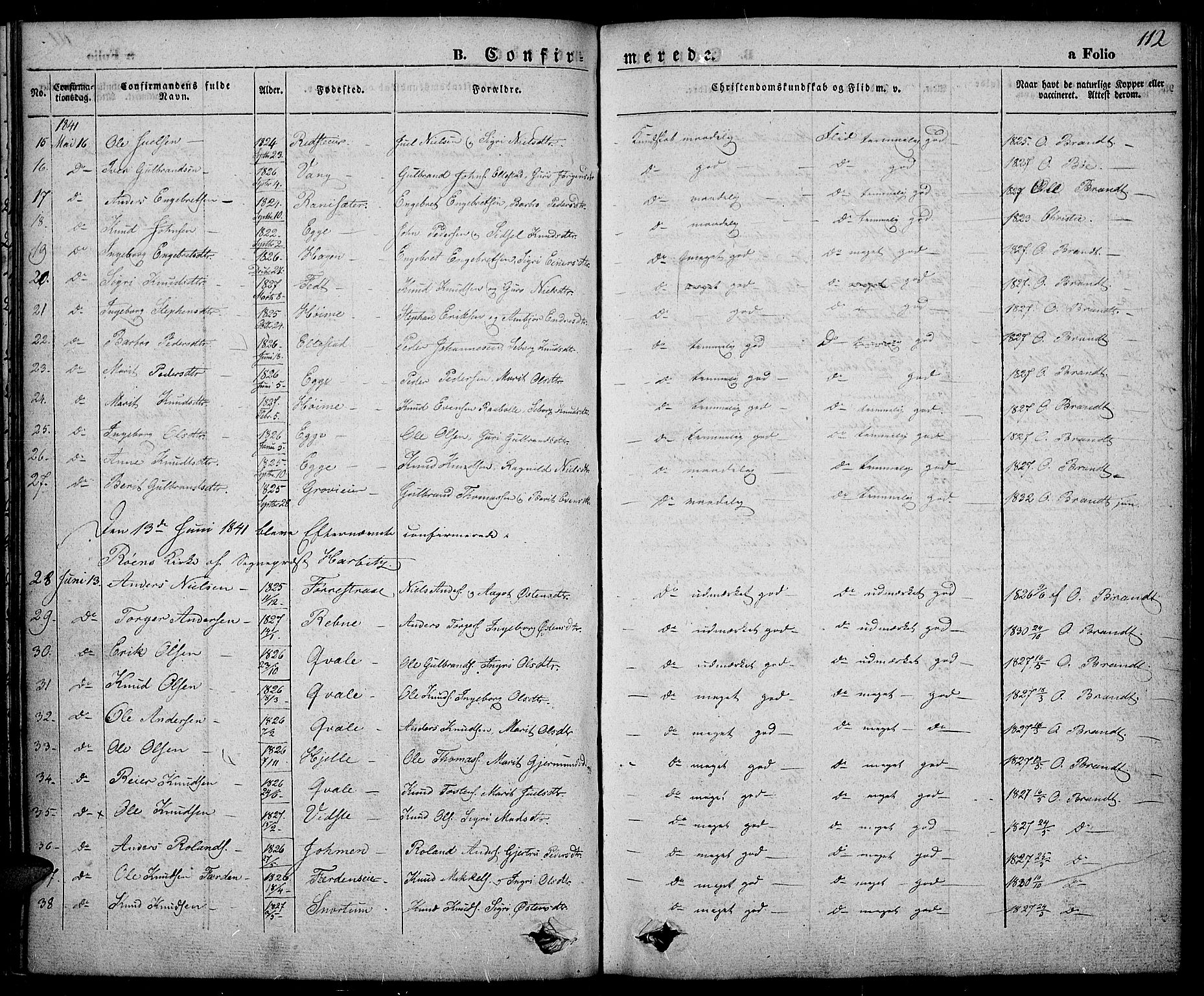 Slidre prestekontor, SAH/PREST-134/H/Ha/Haa/L0003: Parish register (official) no. 3, 1831-1843, p. 112