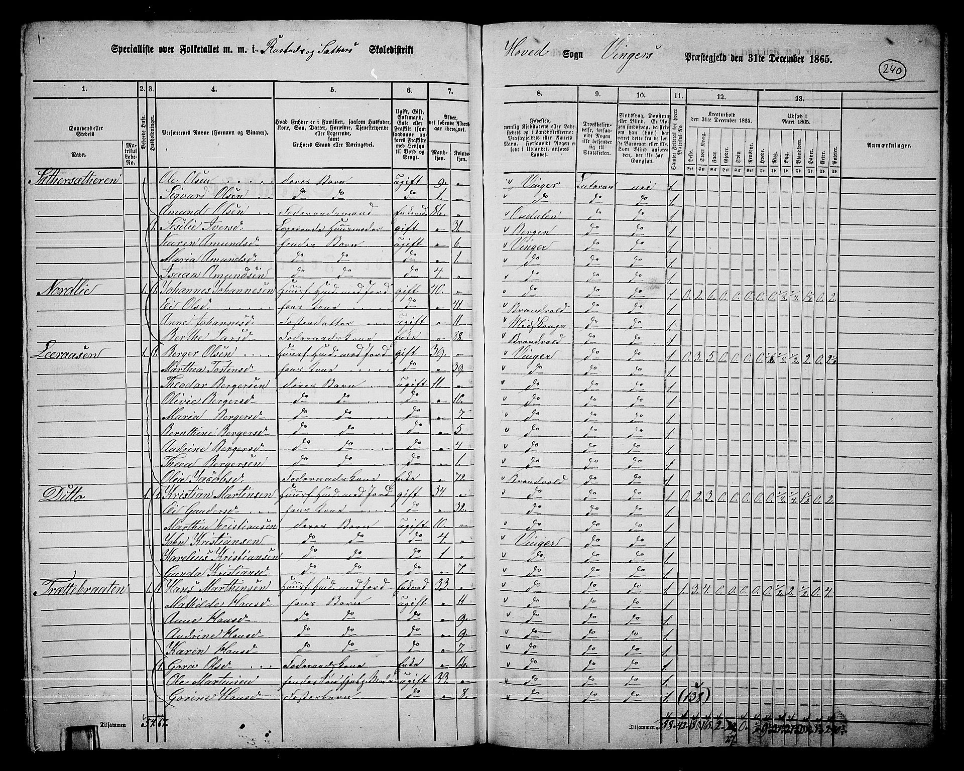 RA, 1865 census for Vinger/Vinger og Austmarka, 1865, p. 220