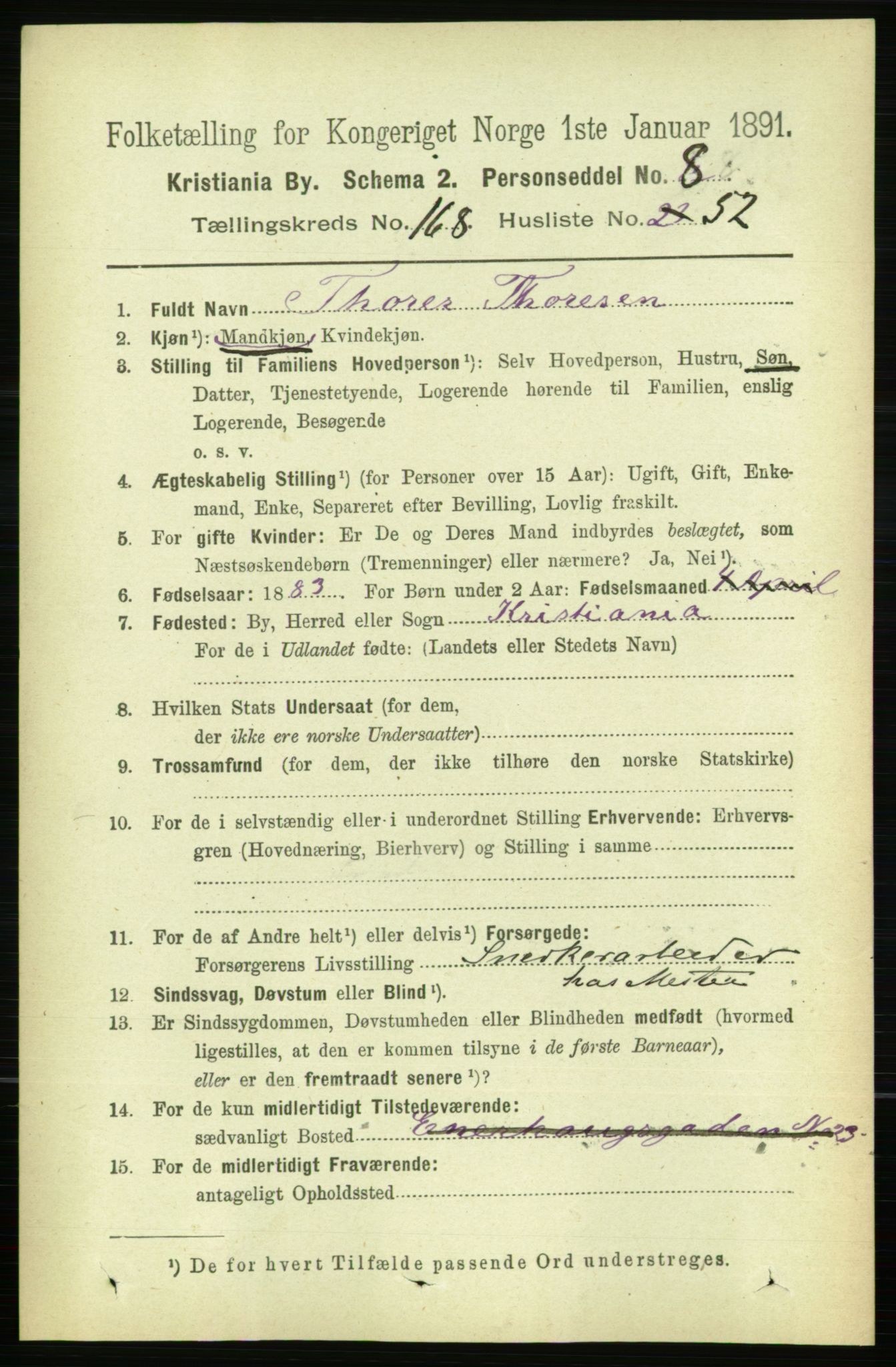 RA, 1891 census for 0301 Kristiania, 1891, p. 98738