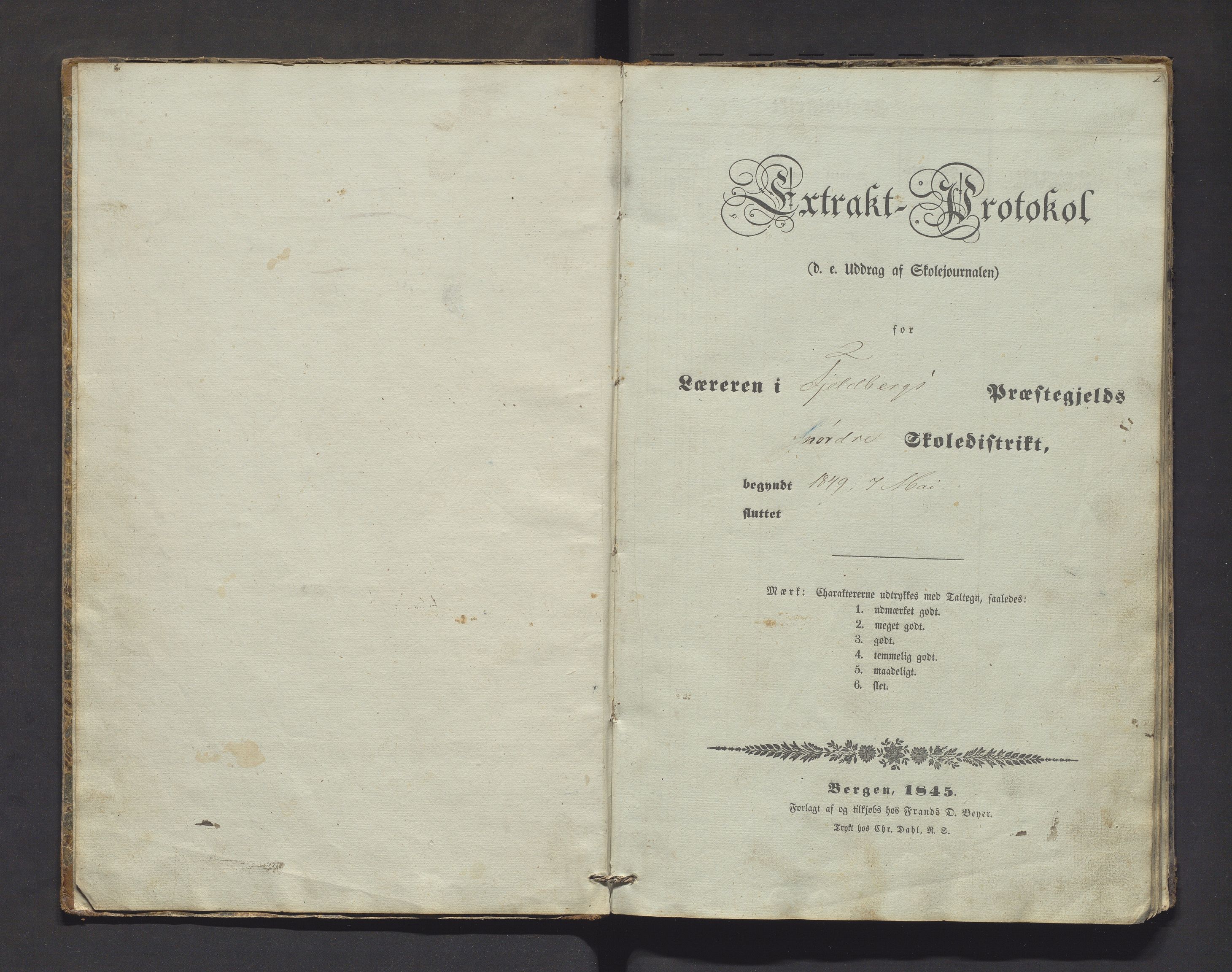 Fjelberg kommune. Barneskulane, IKAH/1213-231/F/Fa/L0002: Skuleprotokoll for skuledistriktet på Sydnesstranda, 1849-1861