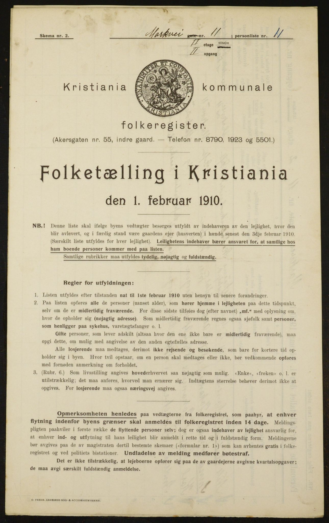 OBA, Municipal Census 1910 for Kristiania, 1910, p. 61161