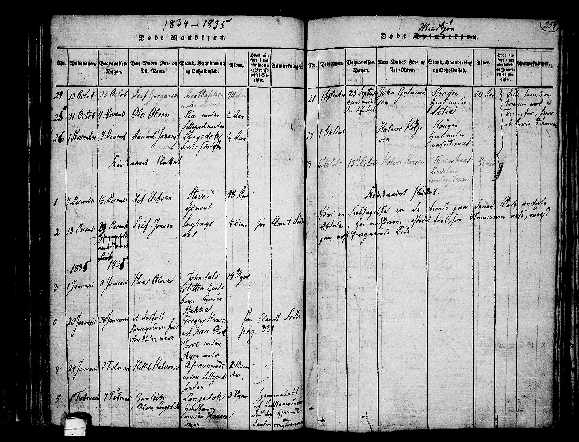 Heddal kirkebøker, SAKO/A-268/F/Fa/L0005: Parish register (official) no. I 5, 1814-1837, p. 253-254