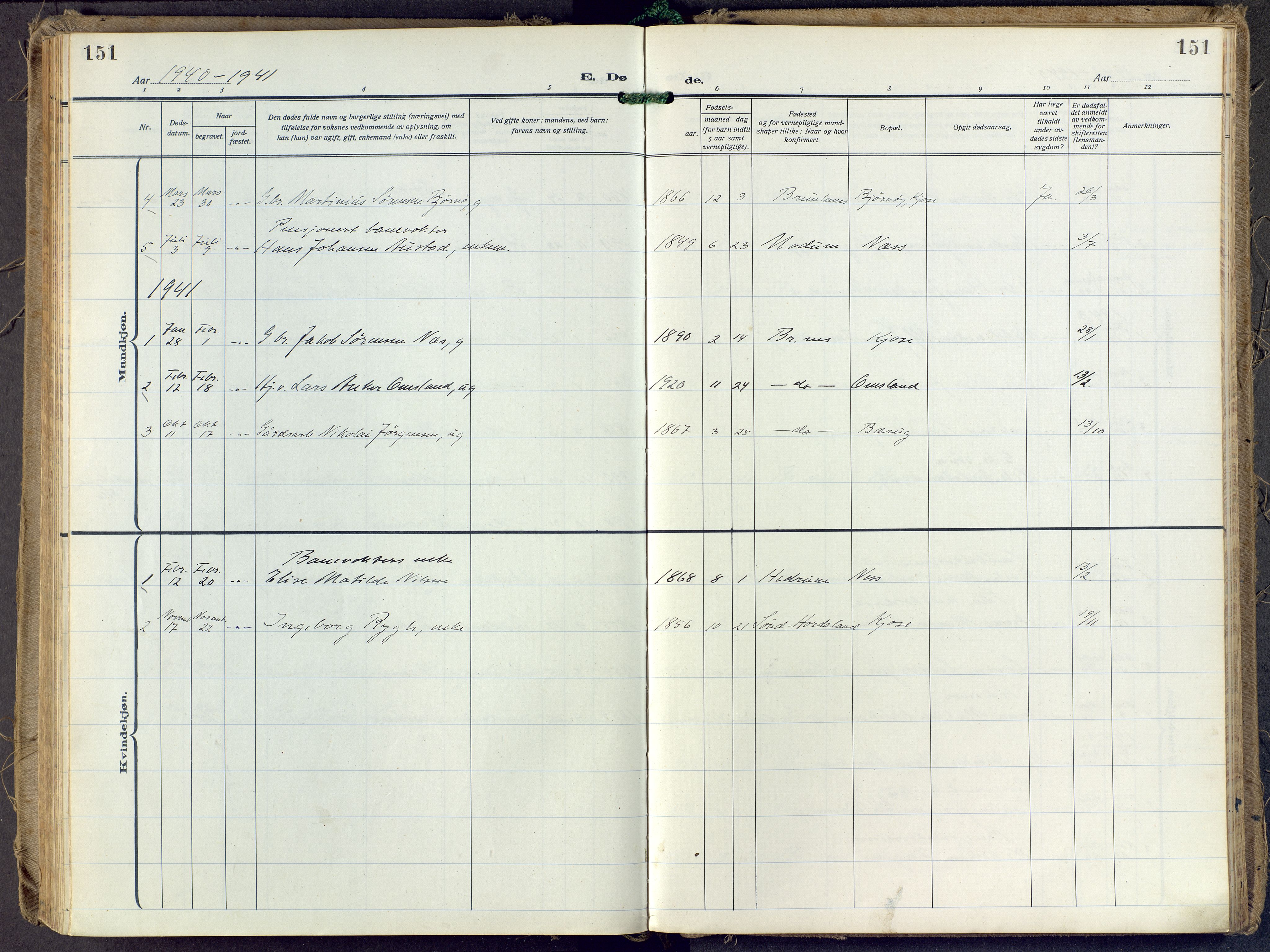 Brunlanes kirkebøker, AV/SAKO-A-342/F/Fd/L0002: Parish register (official) no. IV 2, 1918-1958, p. 151