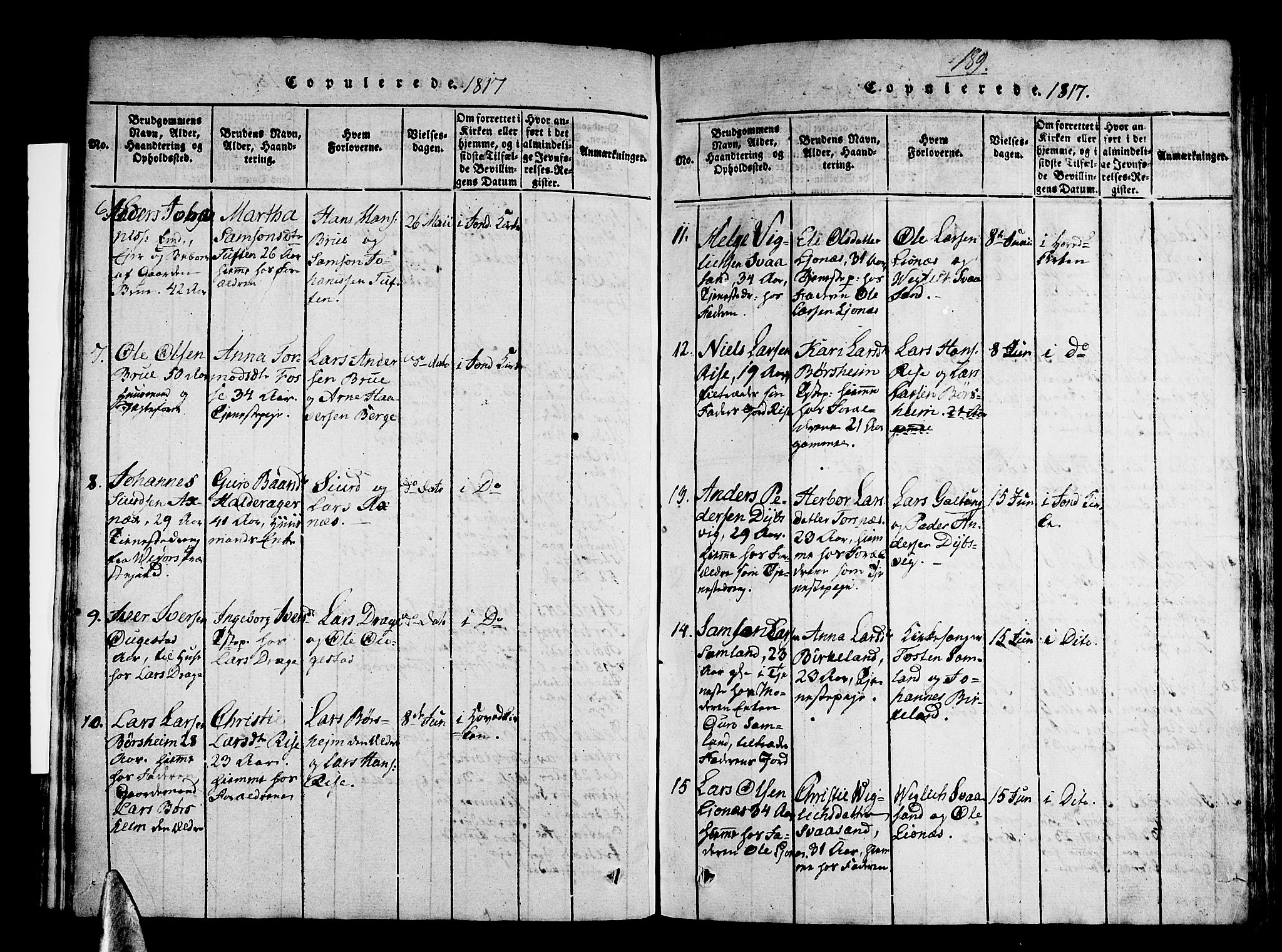 Strandebarm sokneprestembete, AV/SAB-A-78401/H/Haa: Parish register (official) no. A 5, 1816-1826, p. 189