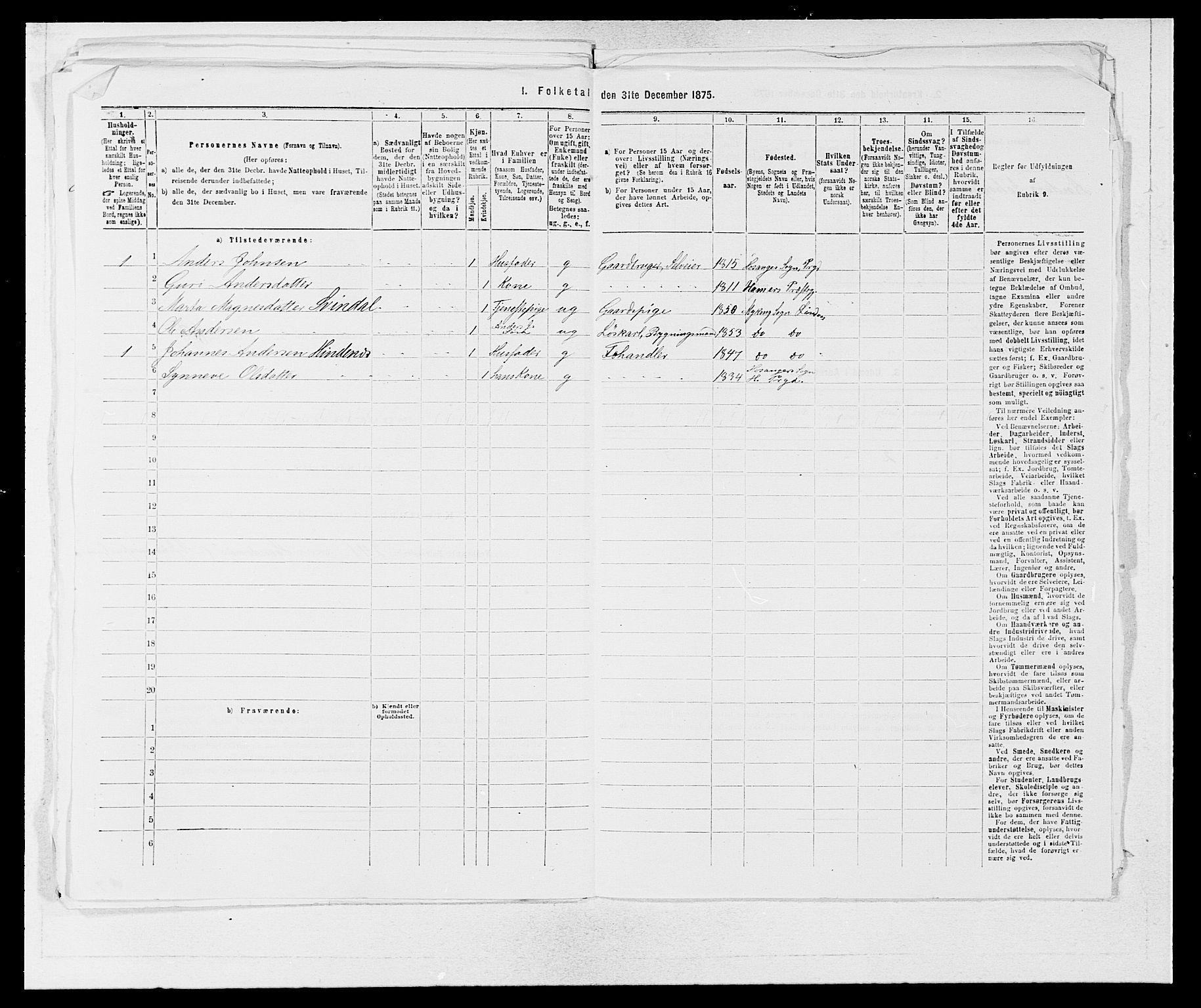 SAB, 1875 census for 1263P Lindås, 1875, p. 811